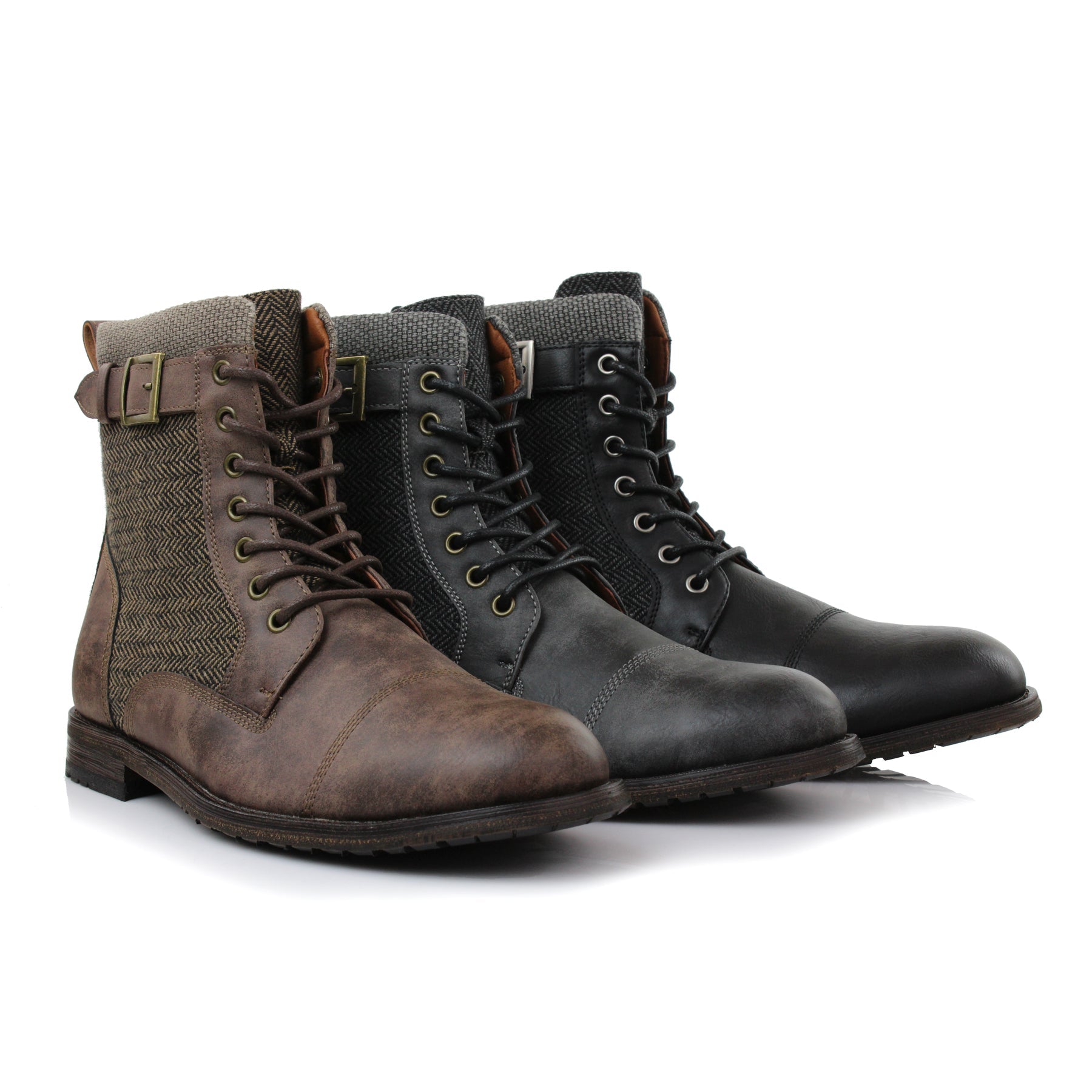 Rugged Duo-Textured Boots | Elijah by Polar Fox | Conal Footwear | Group Angle View