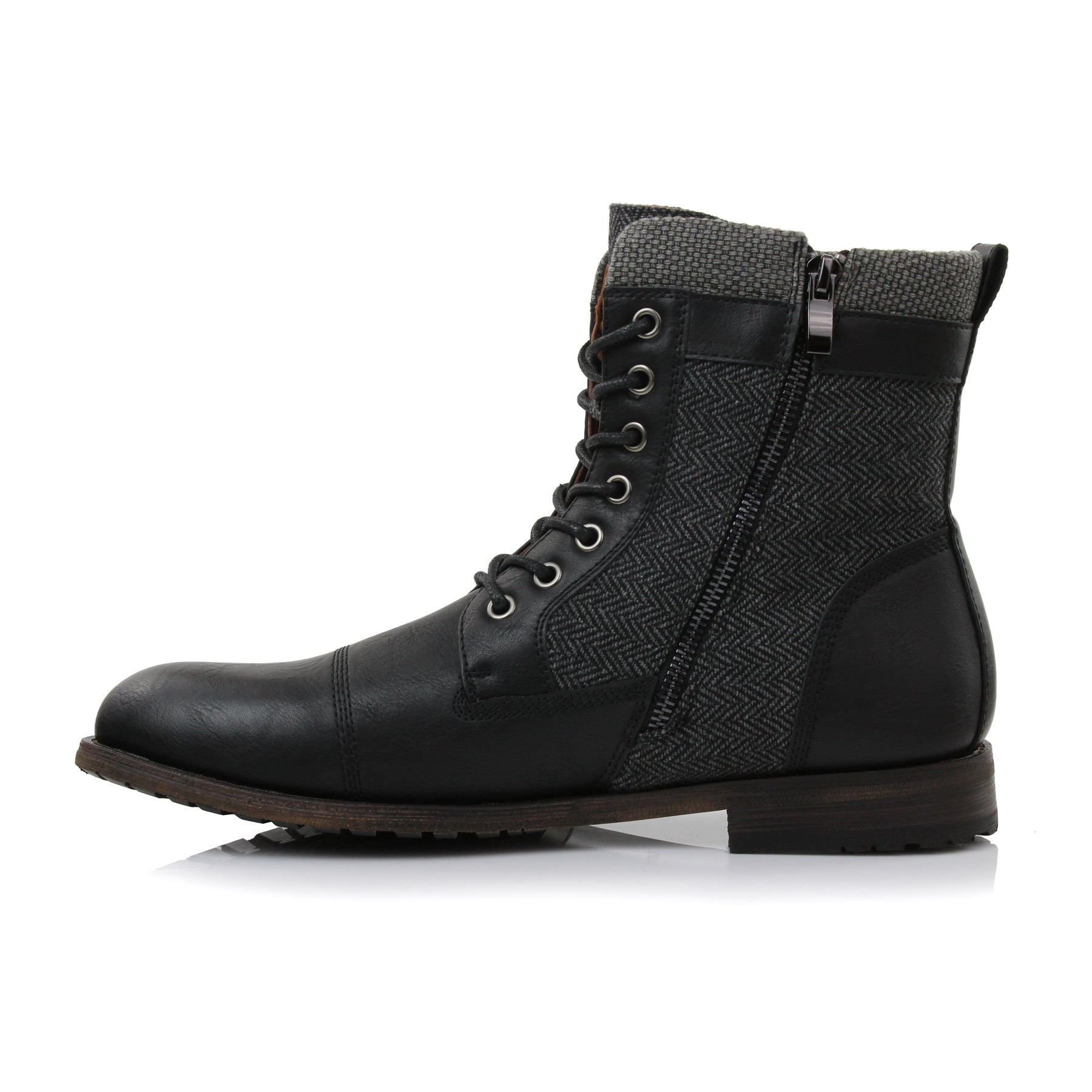 Rugged Duo-Textured Boots | Elijah by Polar Fox | Conal Footwear | Inner Side Angle View