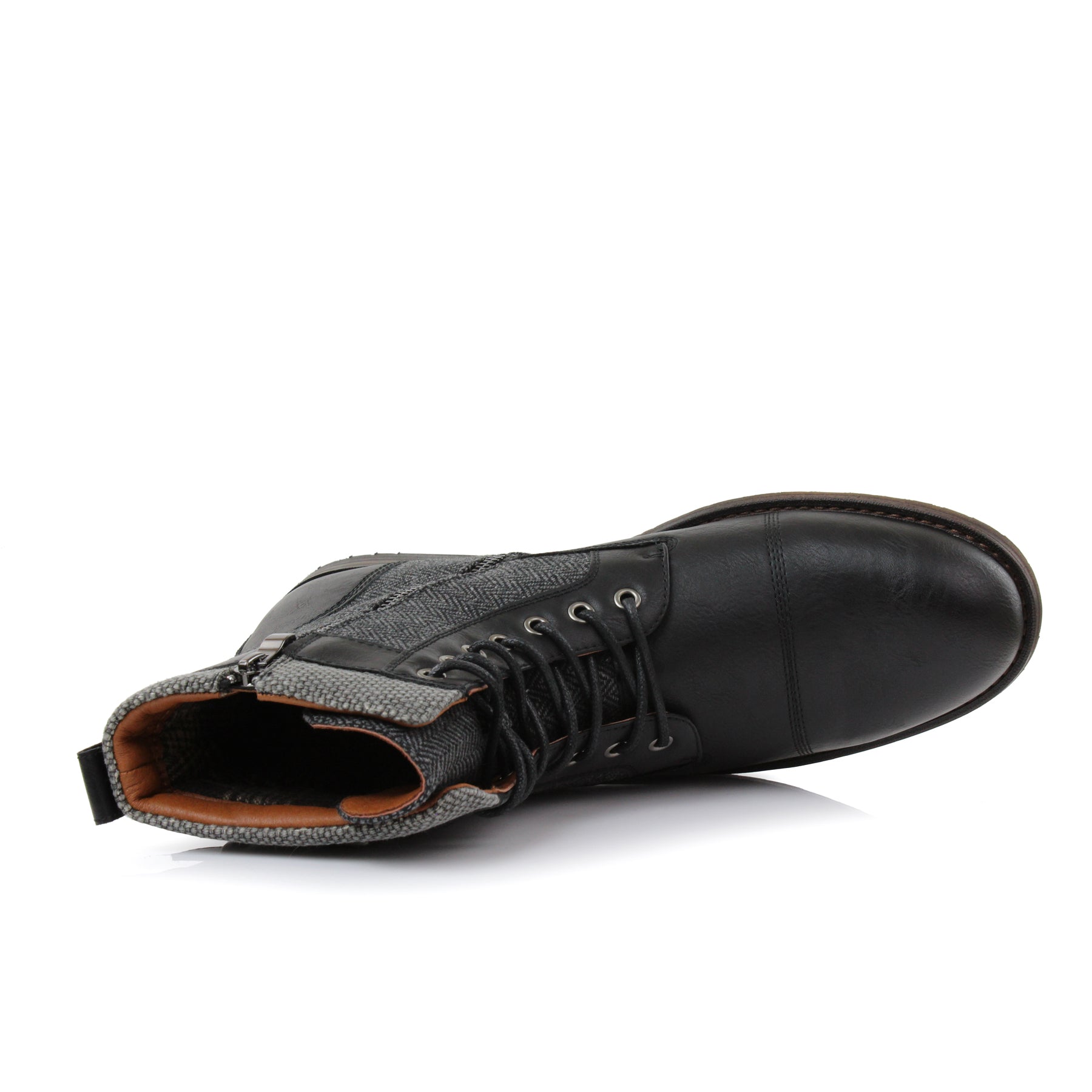 Rugged Duo-Textured Boots | Elijah by Polar Fox | Conal Footwear | Top-Down Back Angle View