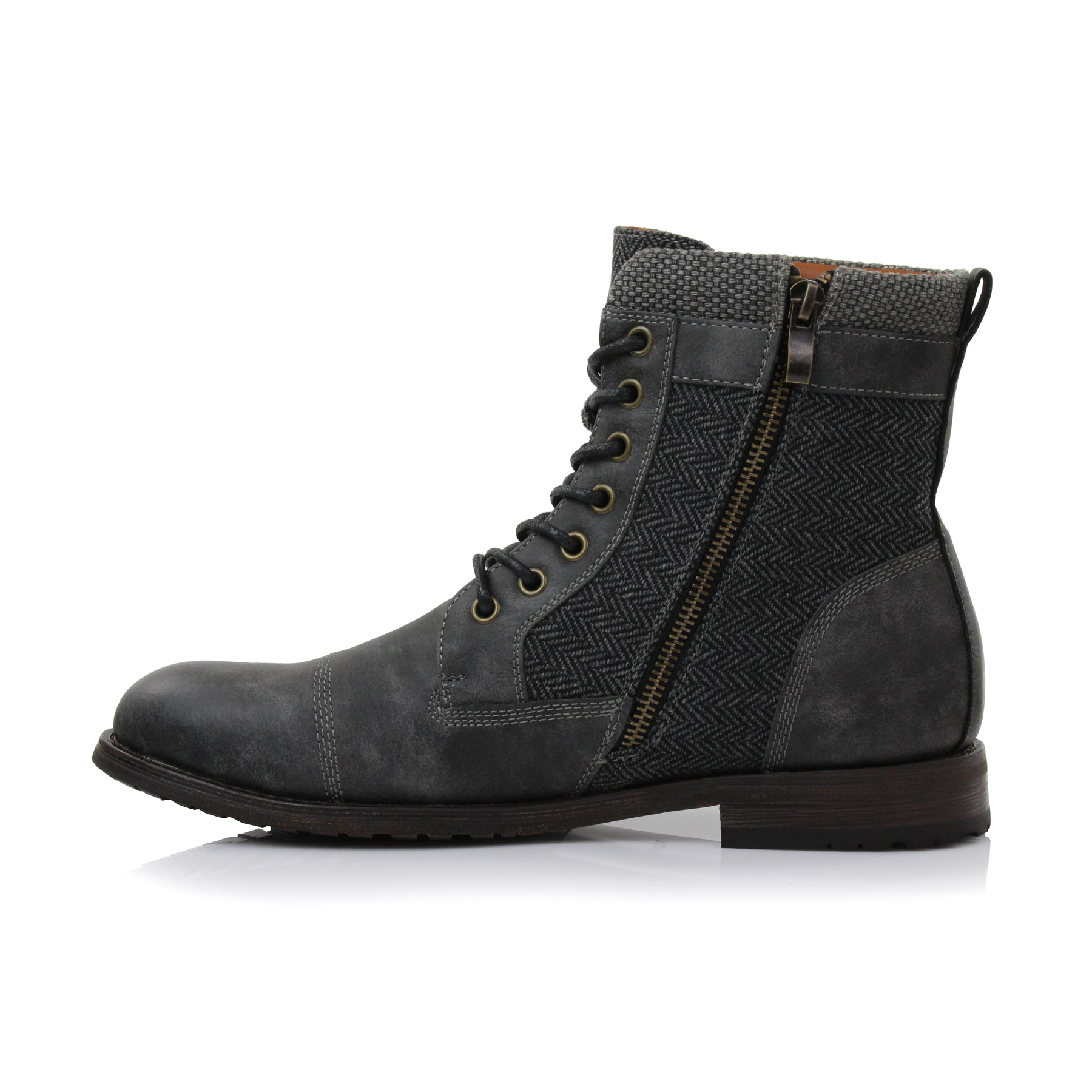 Rugged Duo-Textured Boots | Elijah by Polar Fox | Conal Footwear | Inner Side Angle View