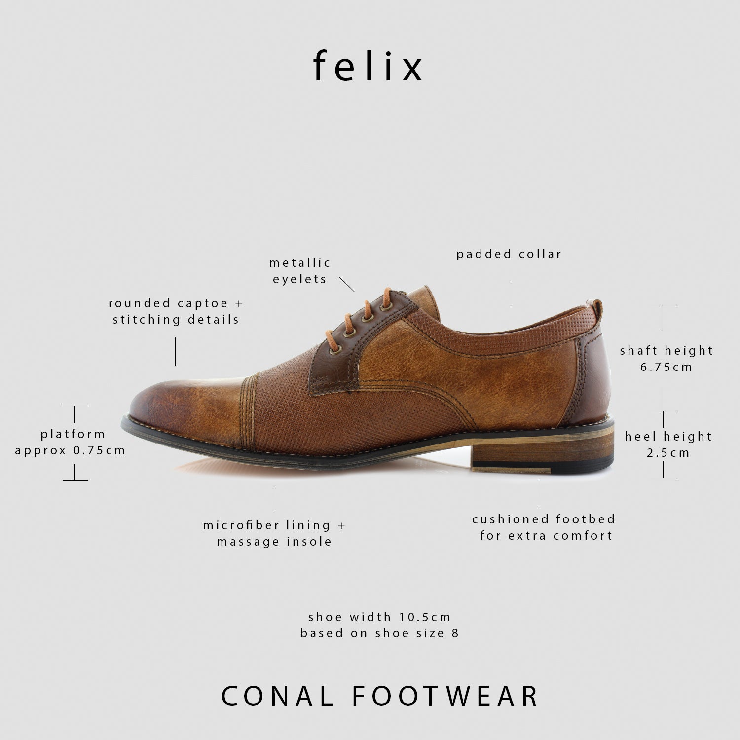 Embossed Burnished Derby Shoes | Felix by Ferro Aldo | Conal Footwear | Overview