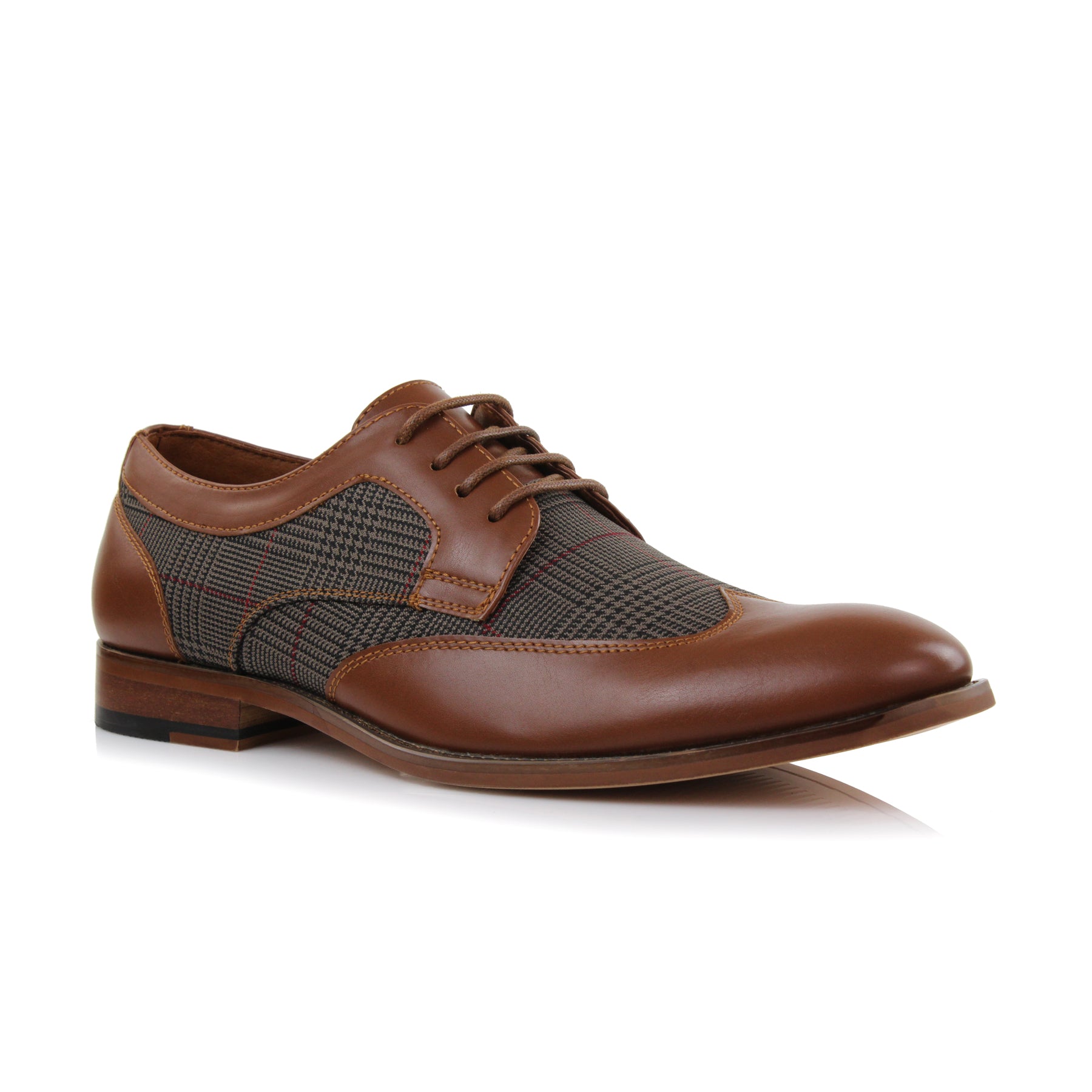 Plaid Wingtip Derby Shoes | Julian by Ferro Aldo | Conal Footwear | Main Angle View