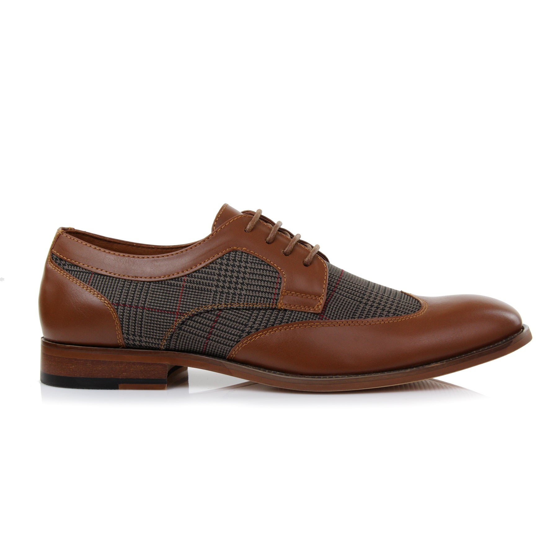 Plaid Wingtip Derby Shoes | Julian by Ferro Aldo | Conal Footwear | Outer Side Angle View