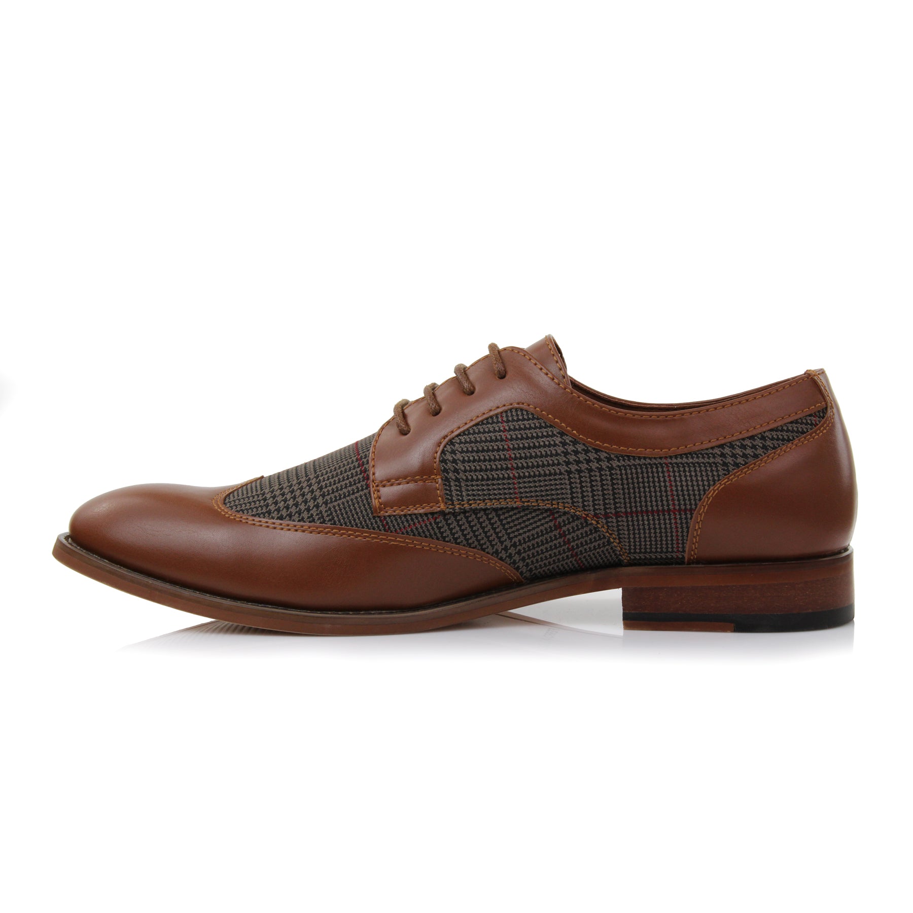 Plaid Wingtip Derby Shoes | Julian by Ferro Aldo | Conal Footwear | Inner Side Angle View