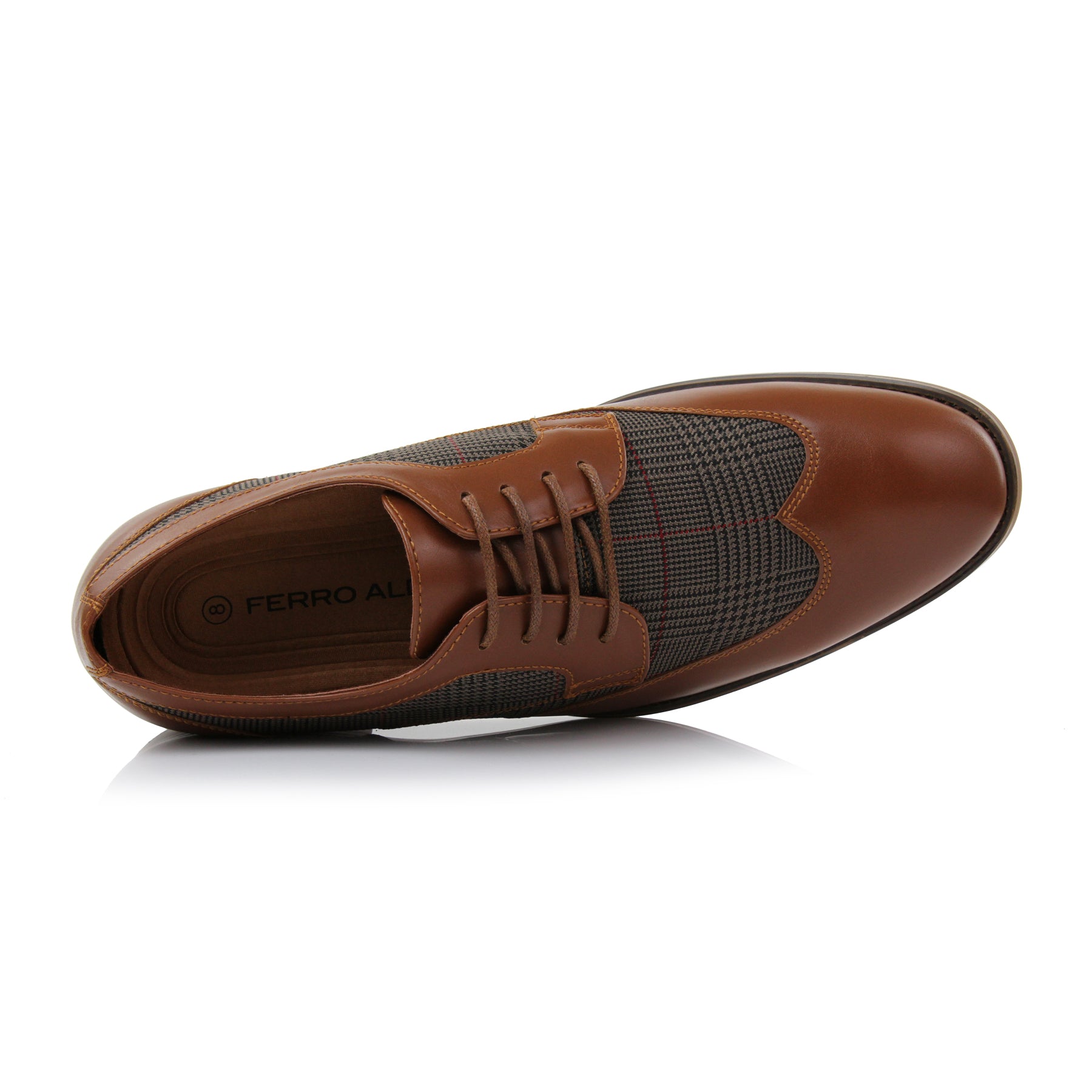 Plaid Wingtip Derby Shoes | Julian by Ferro Aldo | Conal Footwear | Top-Down Angle View