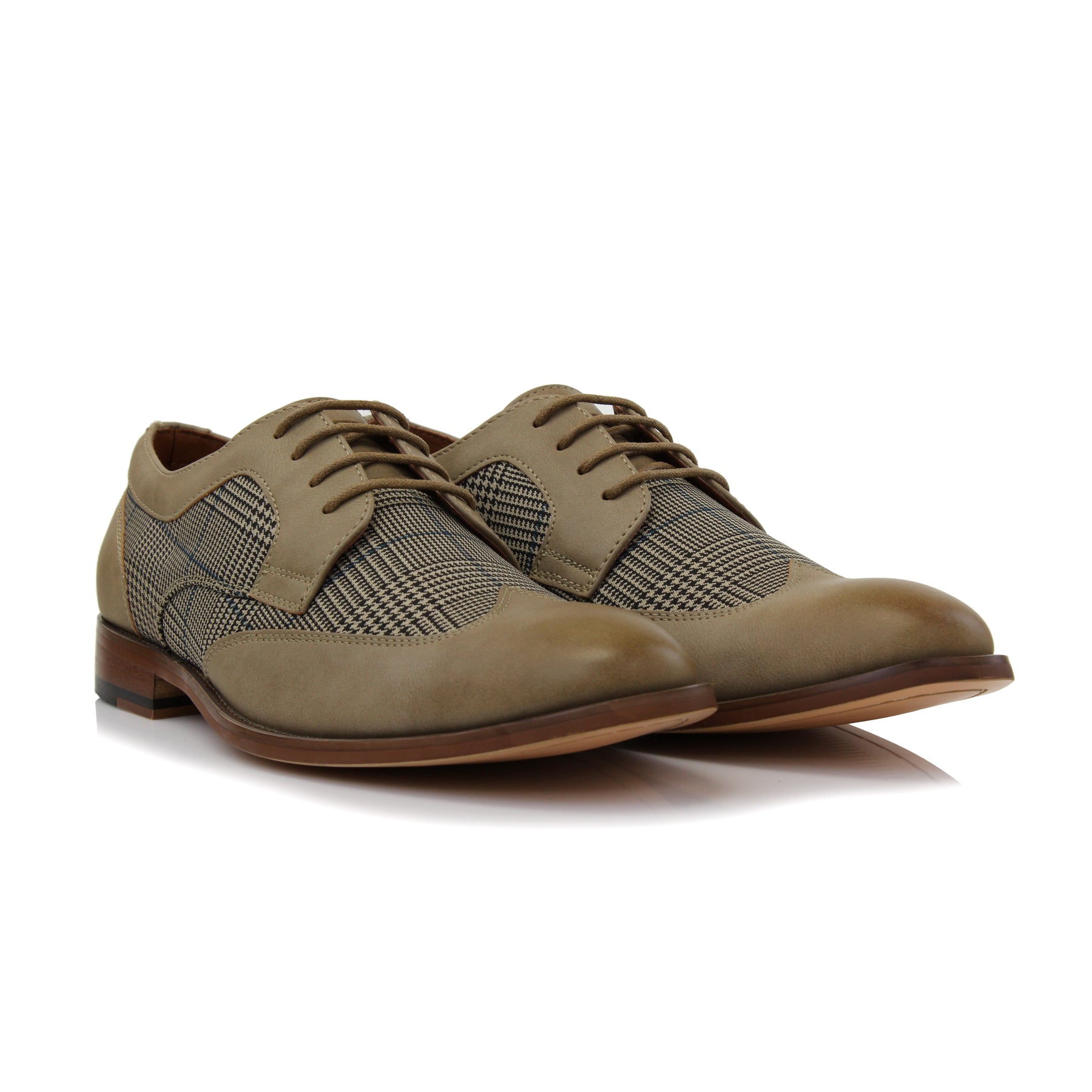 Plaid Wingtip Derby Shoes | Julian by Ferro Aldo | Conal Footwear | Paired Angle View