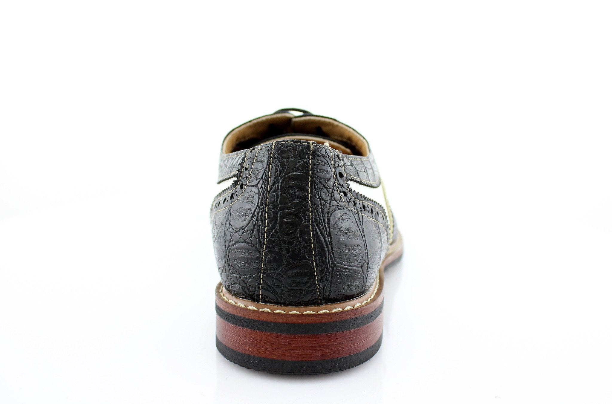 Two-Toned Brogue Wingtip Oxfords | Cooper by Ferro Aldo | Conal Footwear | Back Angle View