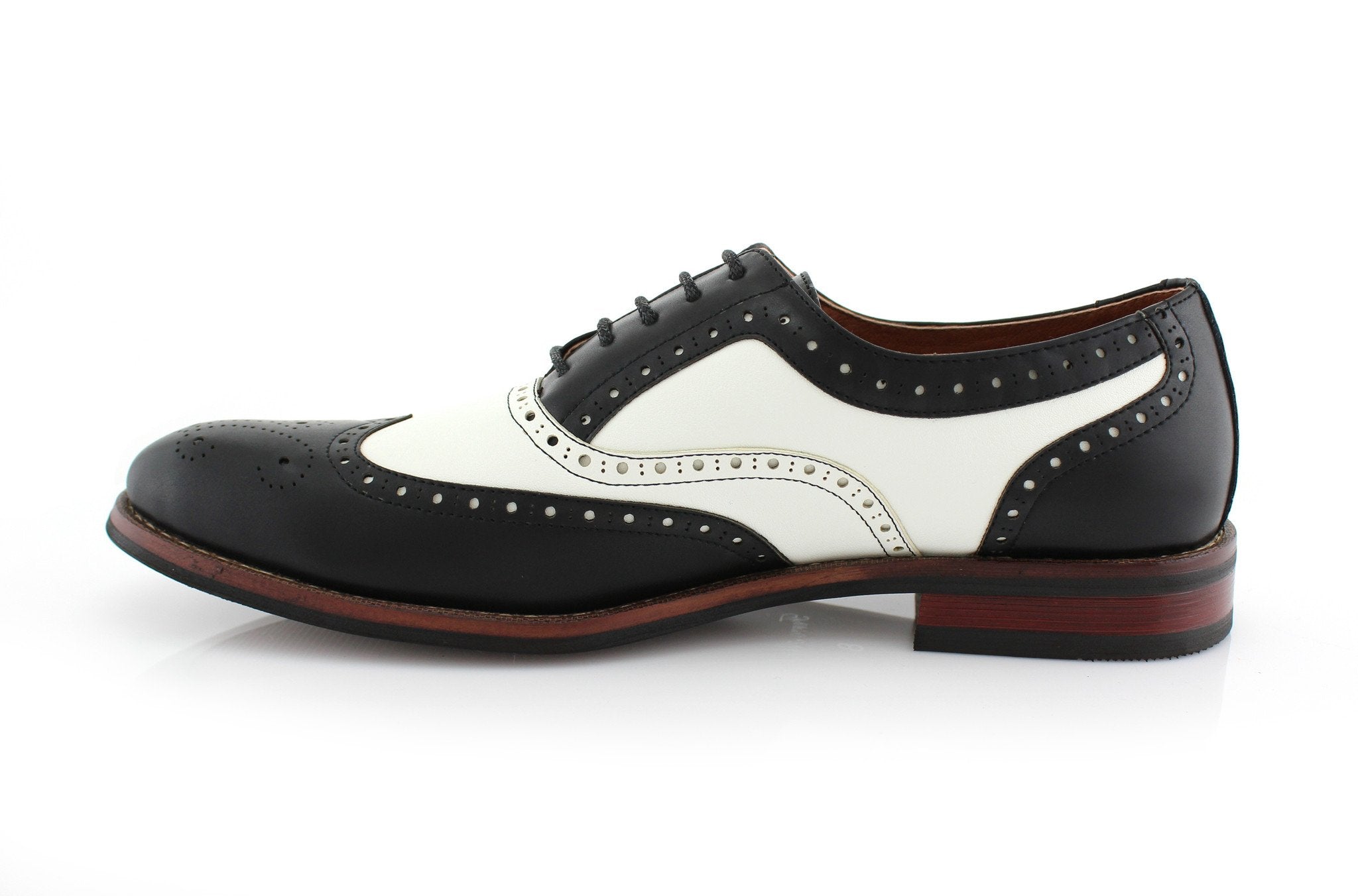 Two-Toned Brogue Wingtip Oxfords | Arthur by Ferro Aldo | Conal Footwear | Inner Side Angle View
