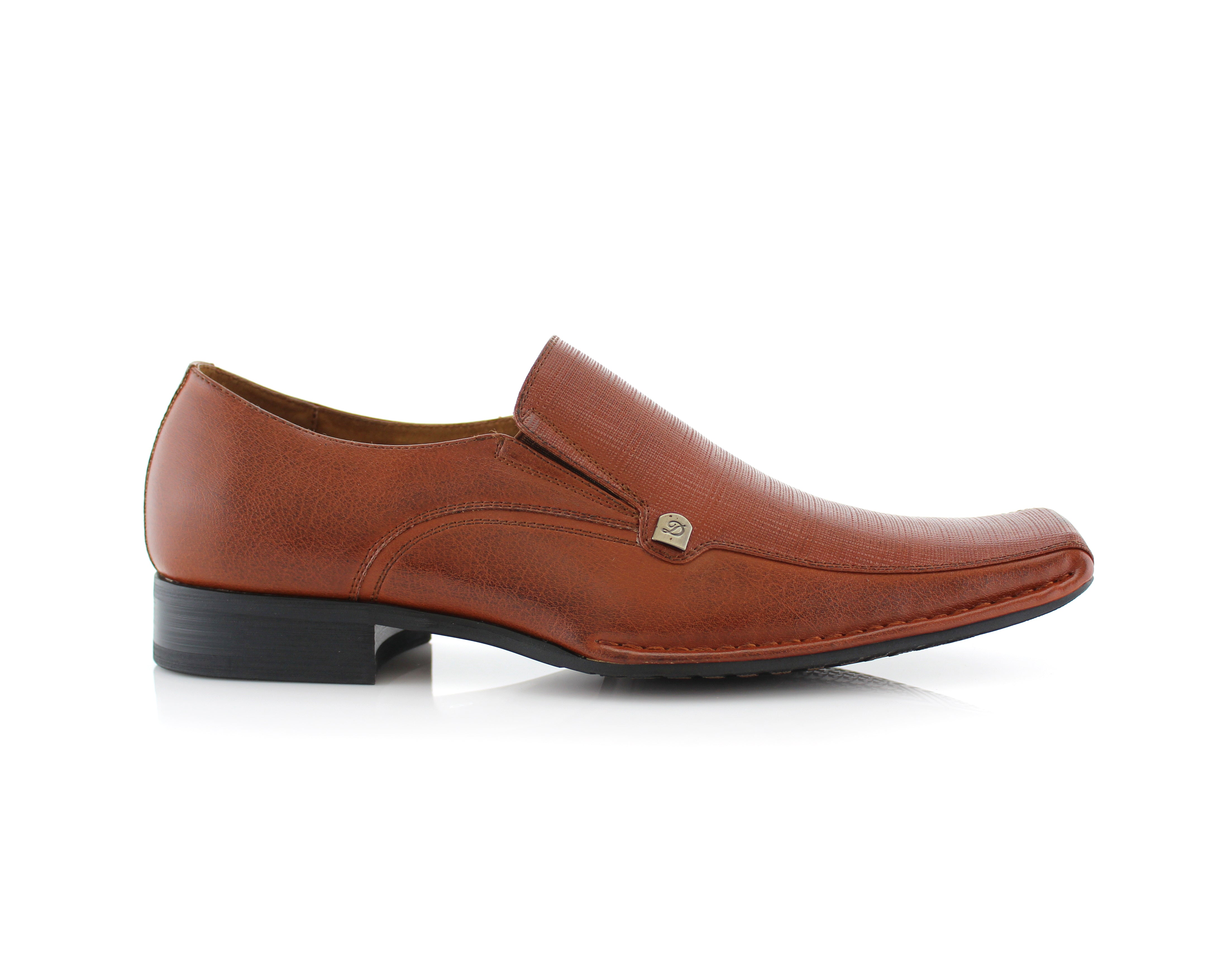Square-Toe Embossed Leather Loafers | King by Delli Aldo | Conal Footwear | Outer Side Angle View