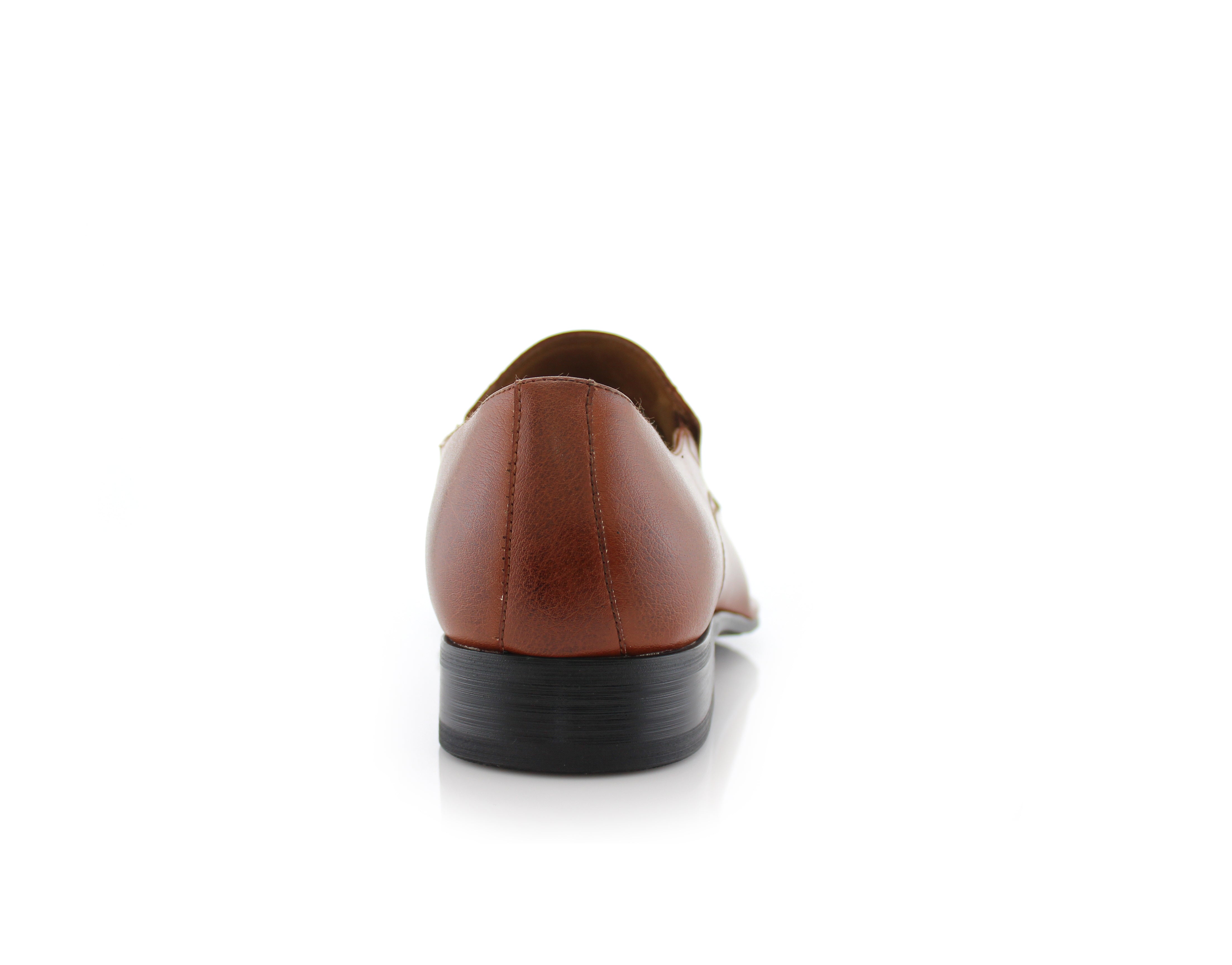 Square-Toe Embossed Leather Loafers | King by Delli Aldo | Conal Footwear | Back Angle View