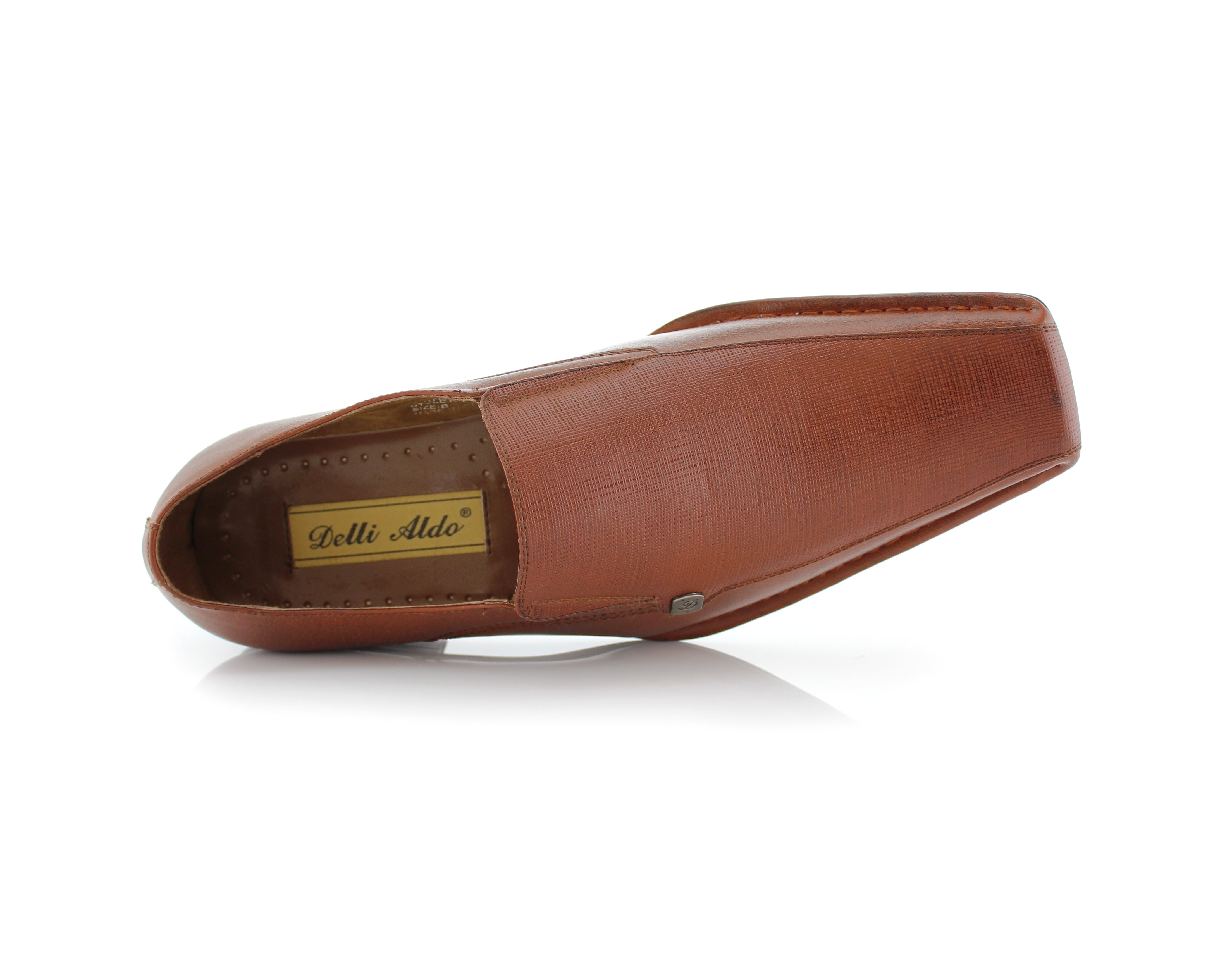 Square-Toe Embossed Leather Loafers | King by Delli Aldo | Conal Footwear | Top-Down Angle View