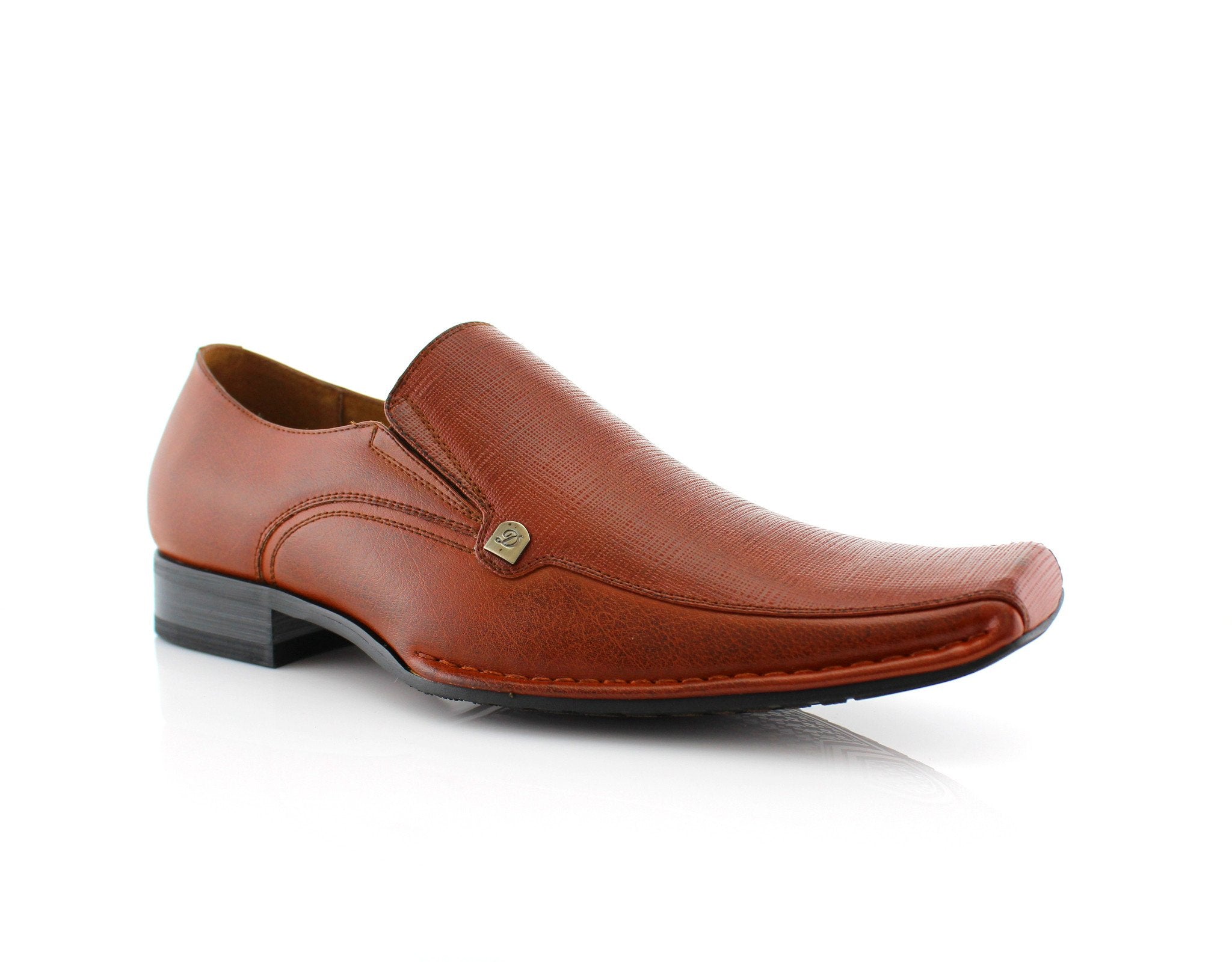 Square-Toe Embossed Leather Loafers | King by Delli Aldo | Conal Footwear | Main Angle View