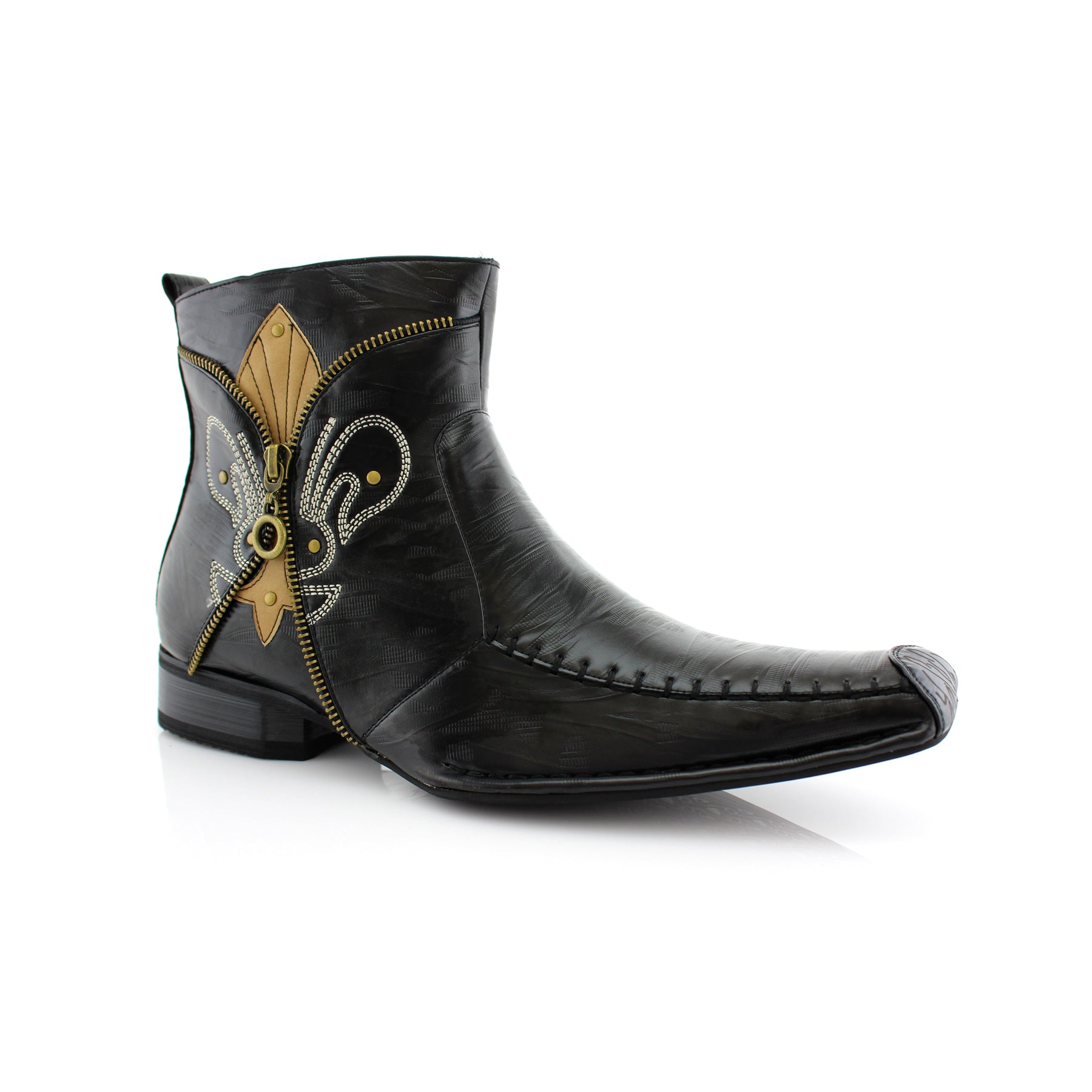 Embroidered Square Toe Western Boots | Aurelio by Delli Aldo | Conal Footwear | Main Angle View