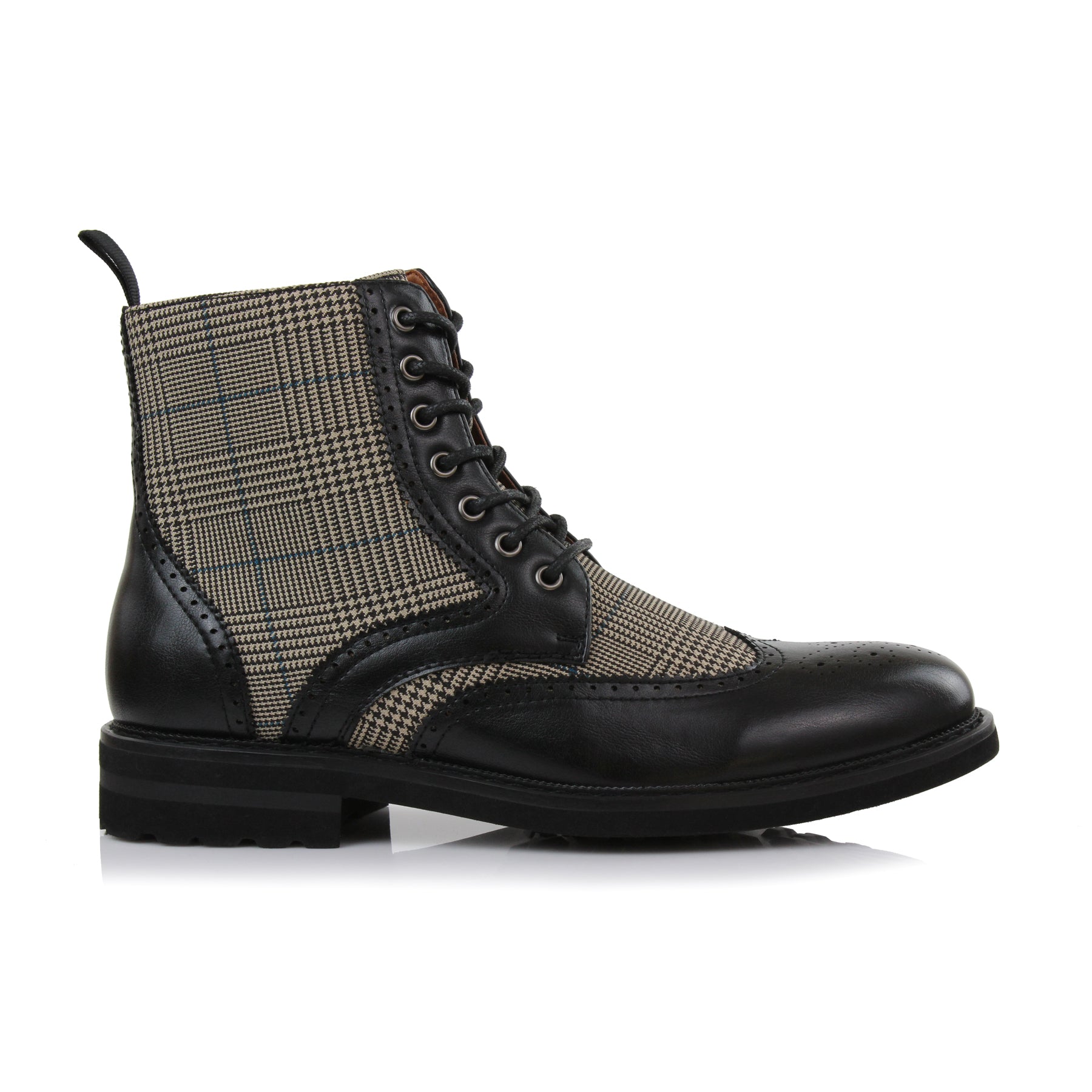 Plaid Brogue Wingtip Boots | Manchester by Polar Fox | Conal Footwear | Outer Side Angle View