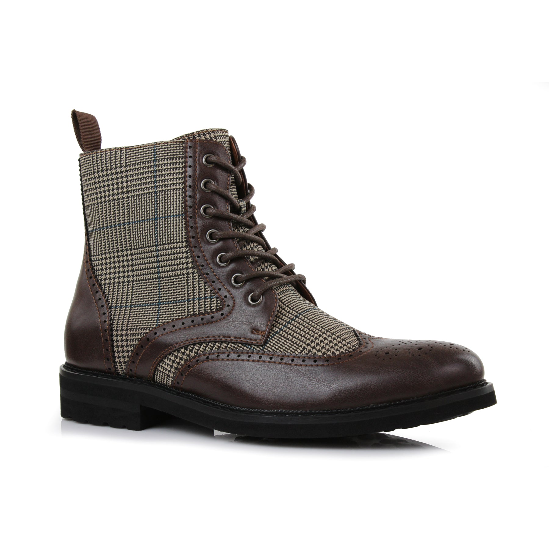 Plaid Brogue Wingtip Boots | Manchester by Polar Fox | Conal Footwear | Main Angle View