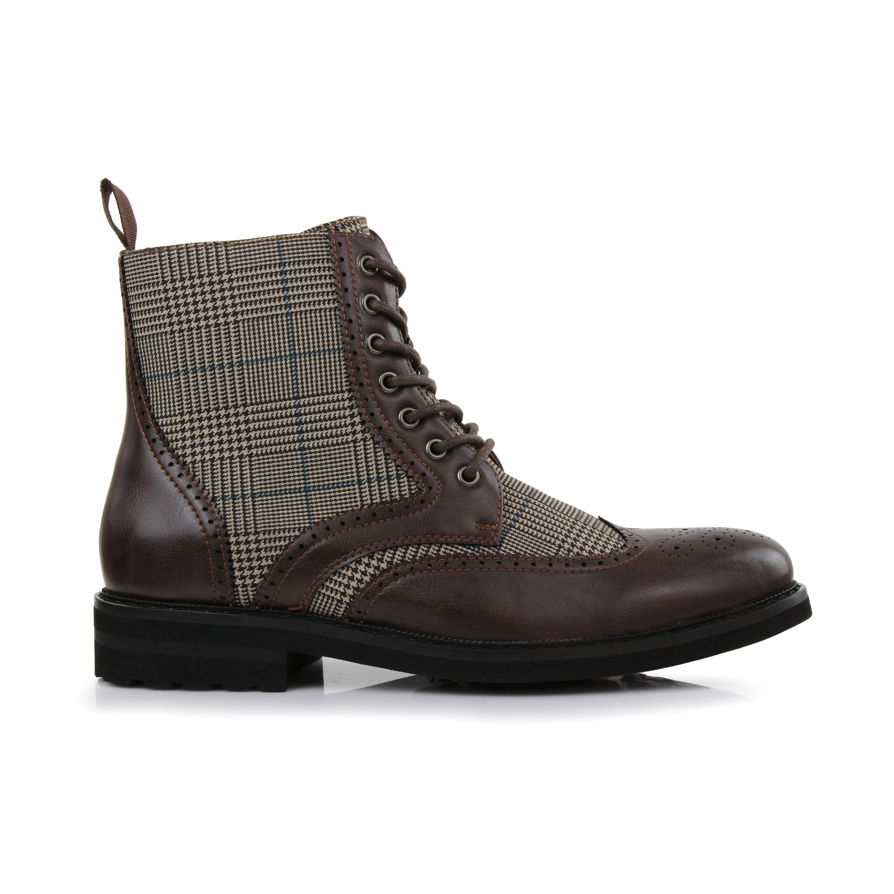 Plaid Brogue Wingtip Boots | Manchester by Polar Fox | Conal Footwear | Outer Side Angle View