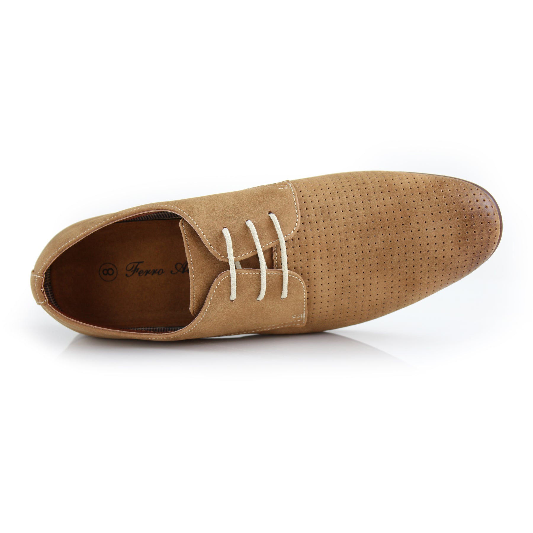 Burnished Perforated Derby Shoes | Isaiah by Ferro Aldo | Conal Footwear | Top-Down Angle View