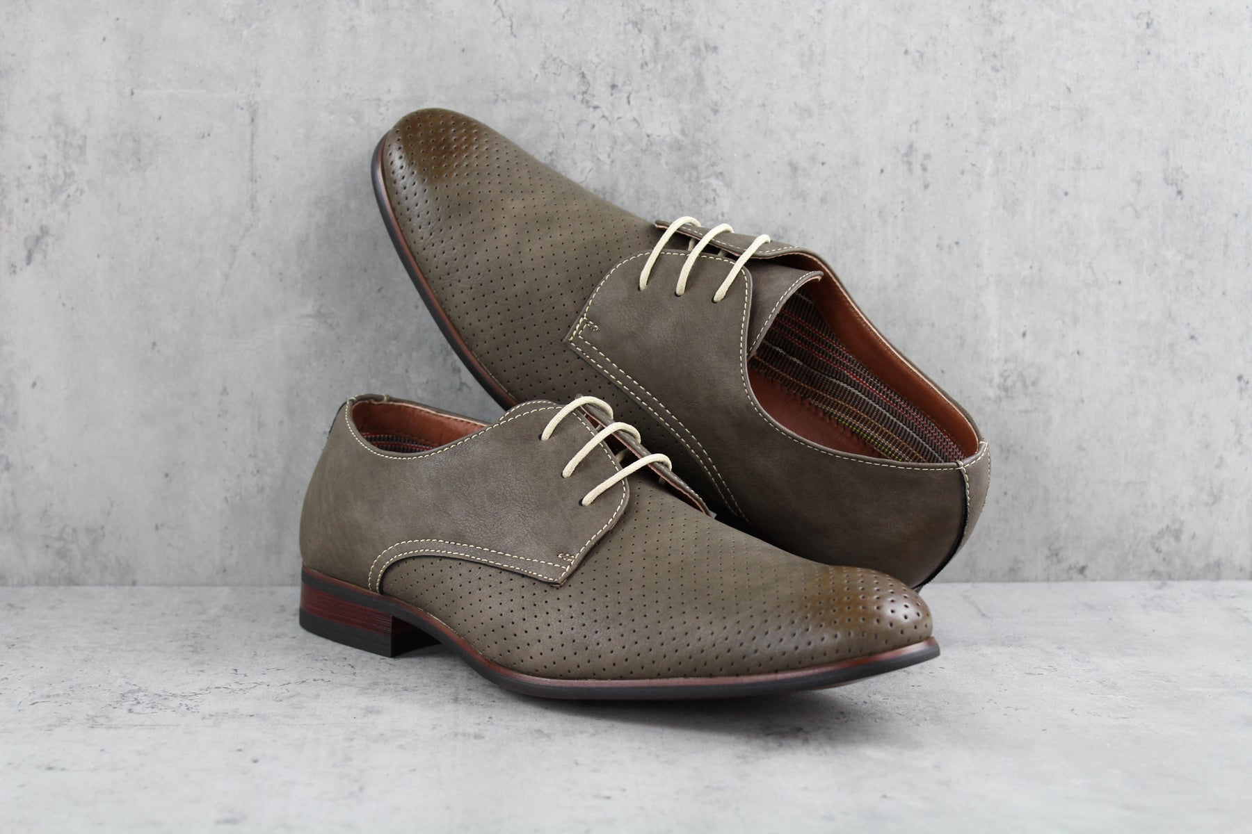 Burnished Perforated Derby Shoes | Isaiah by Ferro Aldo | Conal Footwear | Photographic Shot 2