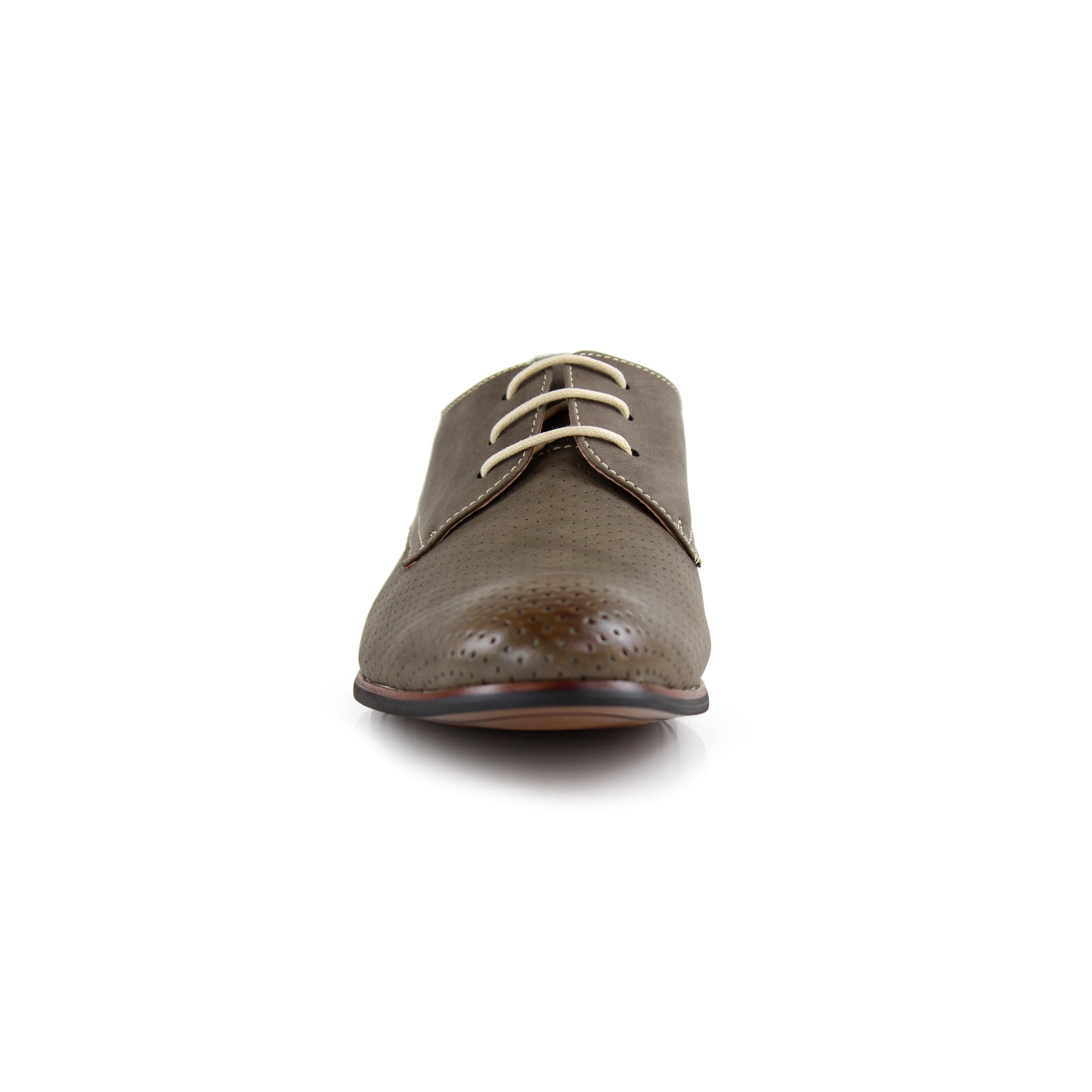 Burnished Perforated Derby Shoes | Isaiah by Ferro Aldo | Conal Footwear | Front Angle View