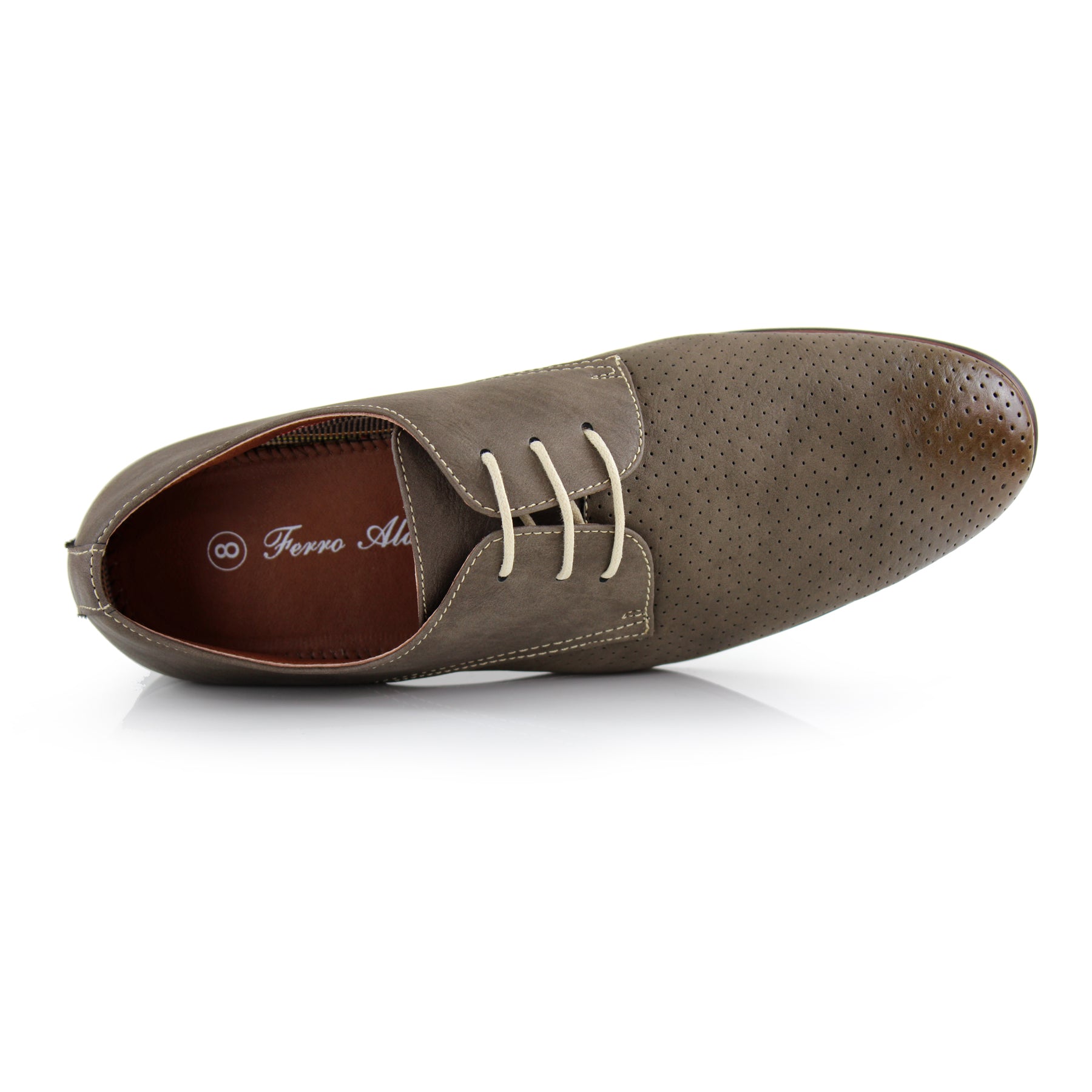 Burnished Perforated Derby Shoes | Isaiah by Ferro Aldo | Conal Footwear | Top-Down Angle View