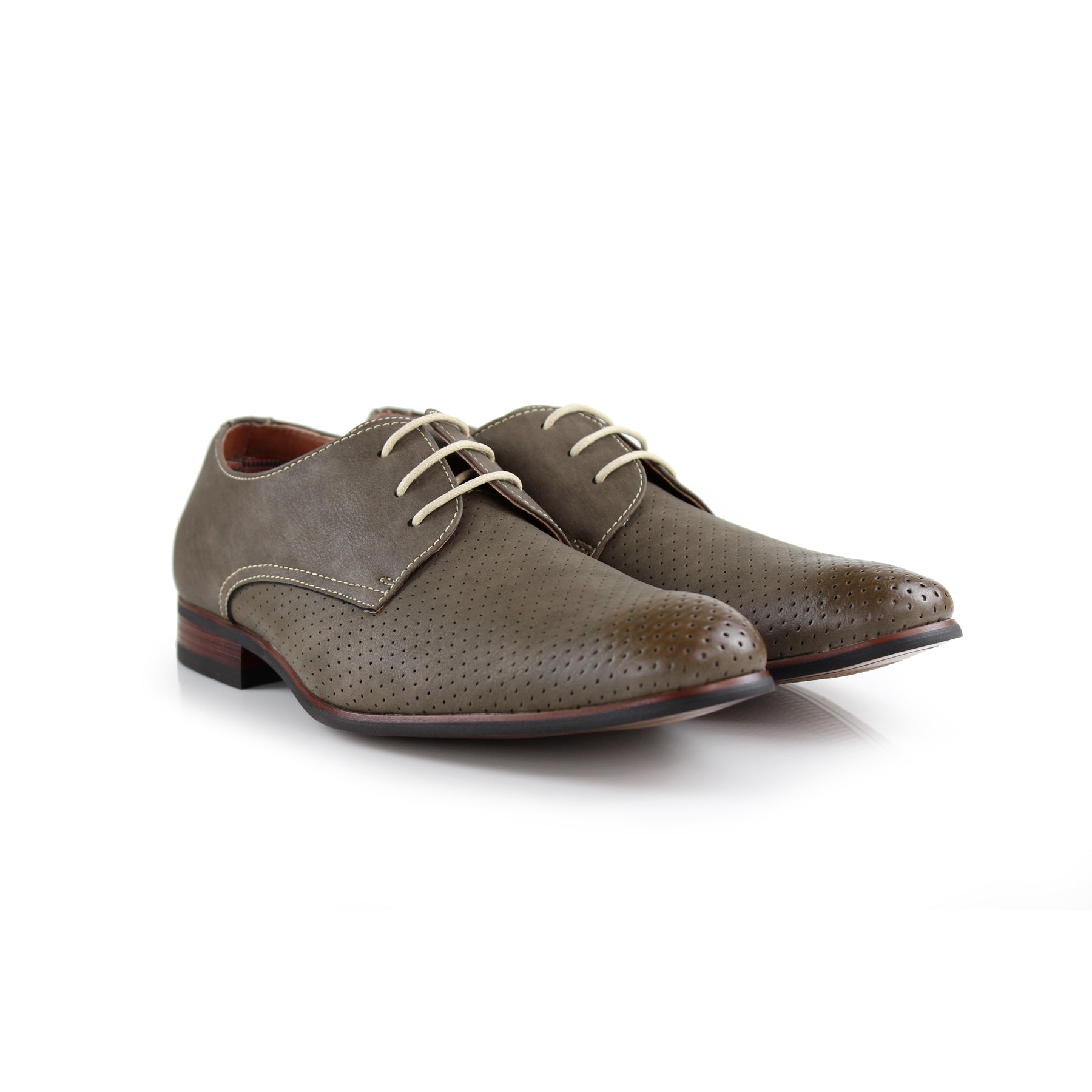 Burnished Perforated Derby Shoes | Isaiah by Ferro Aldo | Conal Footwear | Paired Angle View