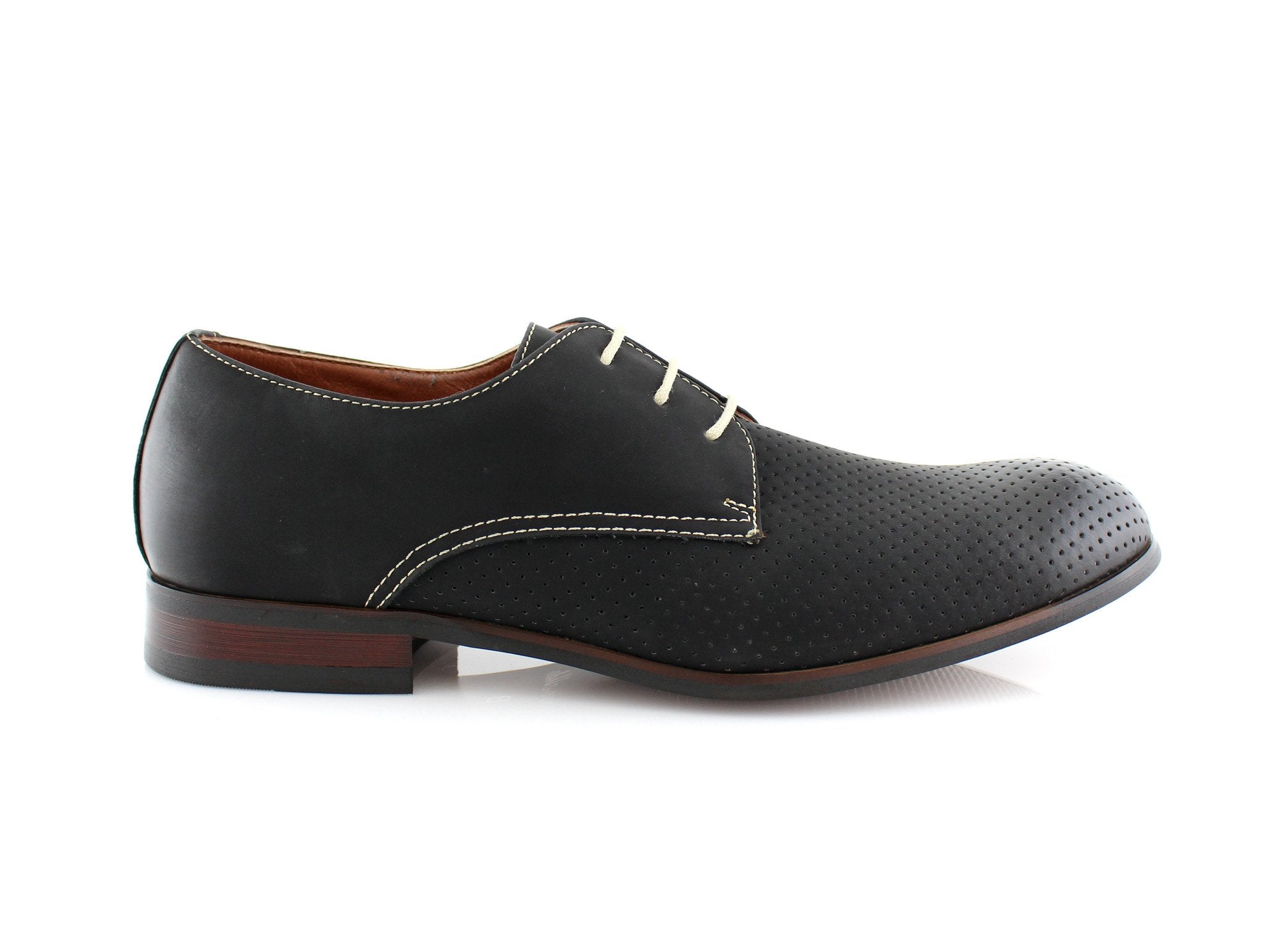 Burnished Perforated Derby Shoes | Isaiah by Ferro Aldo | Conal Footwear | Outer Side Angle View