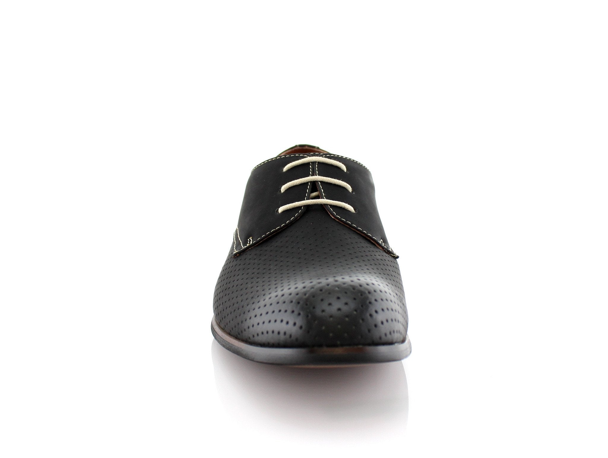 Burnished Perforated Derby Shoes | Isaiah by Ferro Aldo | Conal Footwear | Front Angle View