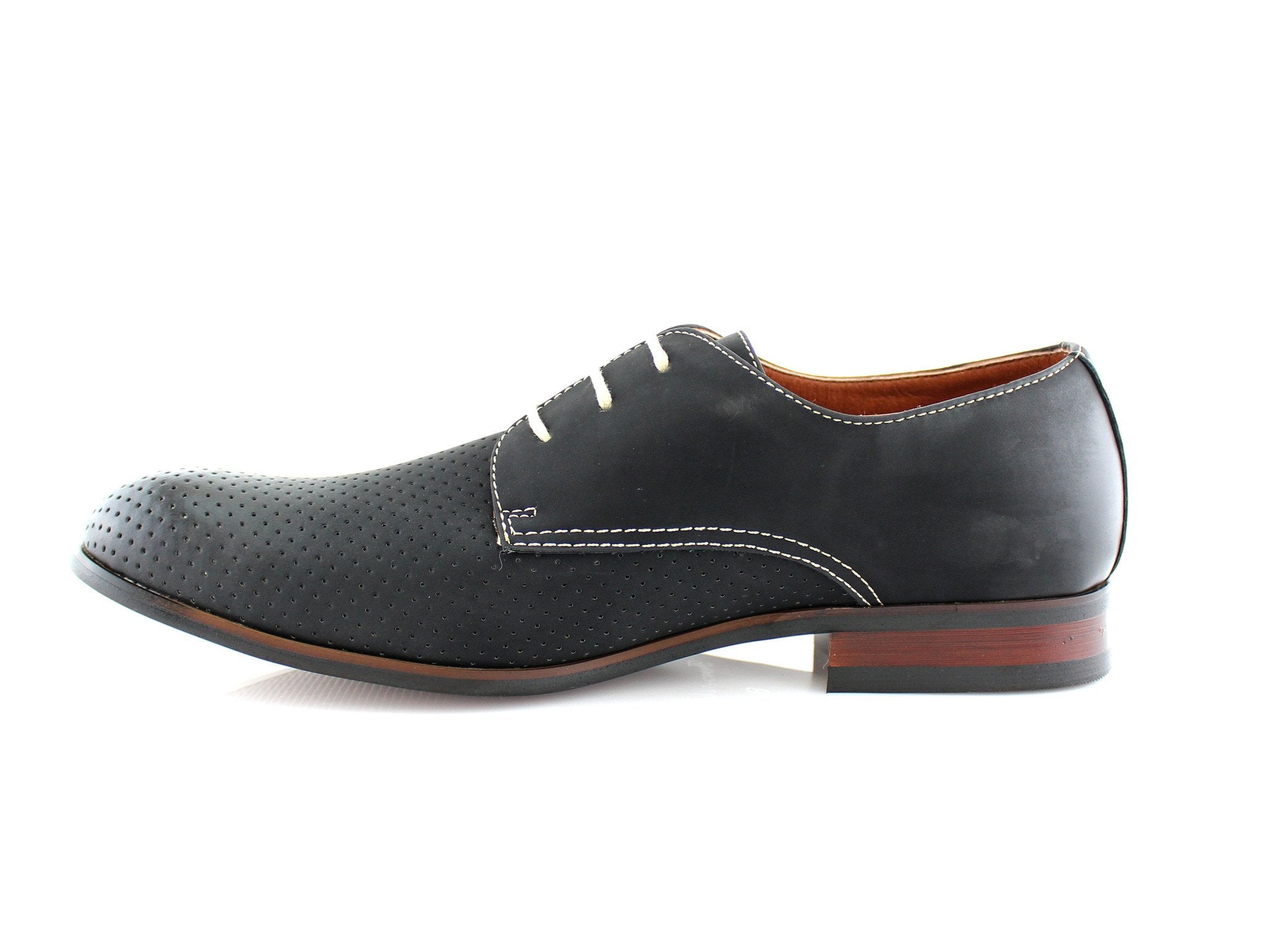 Burnished Perforated Derby Shoes | Isaiah by Ferro Aldo | Conal Footwear | Inner Side Angle View