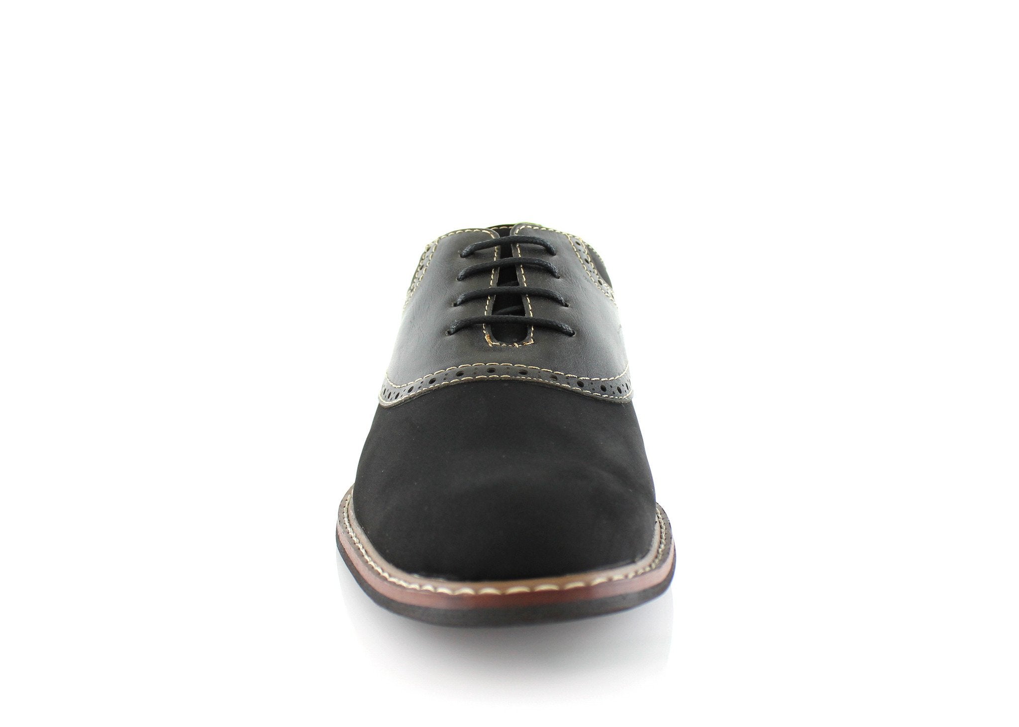Two-Toned Perforated Oxfords | Jordan by Ferro Aldo | Conal Footwear | Front Angle View