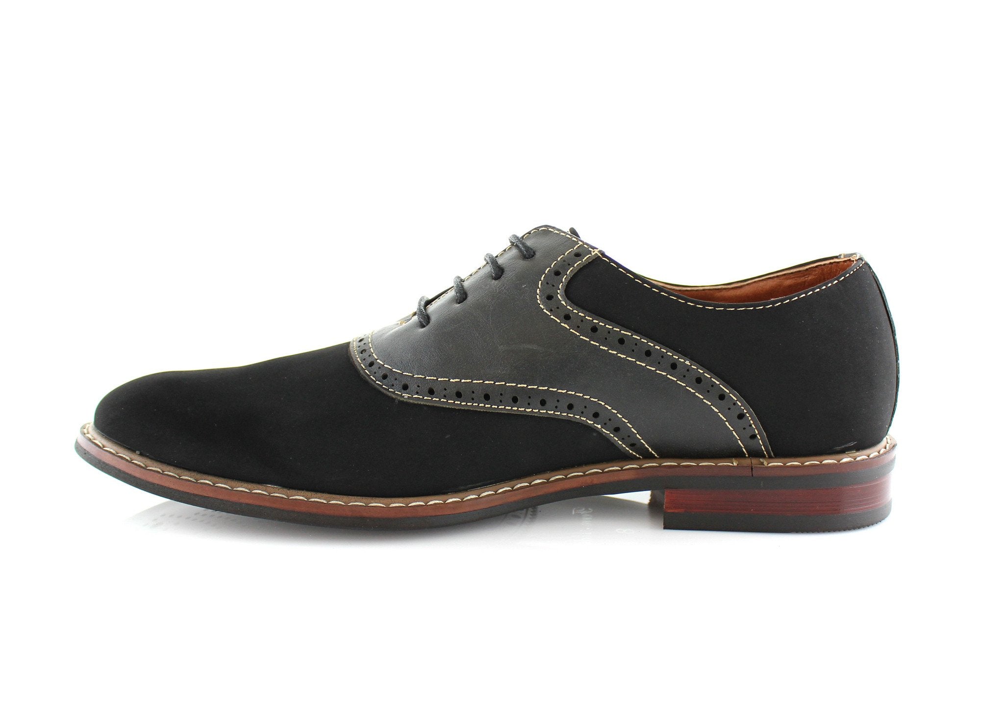 Two-Toned Perforated Oxfords | Jordan by Ferro Aldo | Conal Footwear | Inner Side Angle View