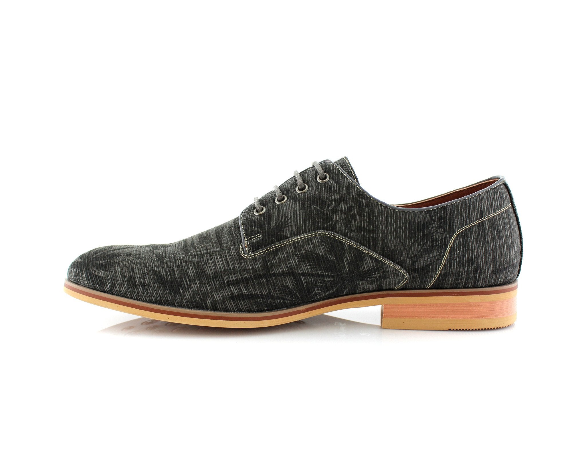 Palm Tree Print Derby Shoes | Paco by Ferro Aldo | Conal Footwear | Inner Side Angle View