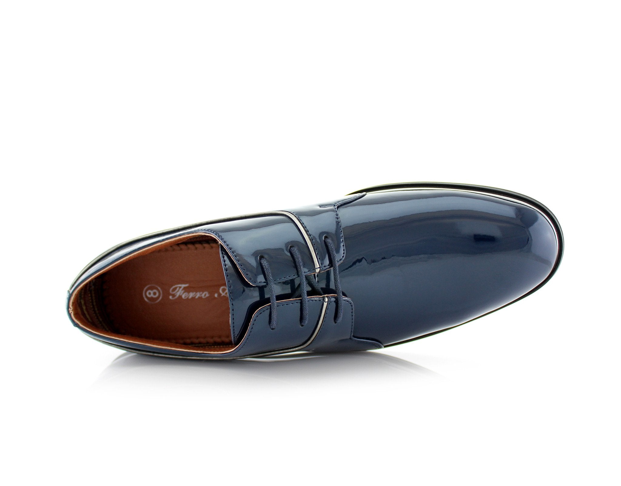 Patent Leather Derby Shoes | Liam by Ferro Aldo | Conal Footwear | Top-Down Angle View