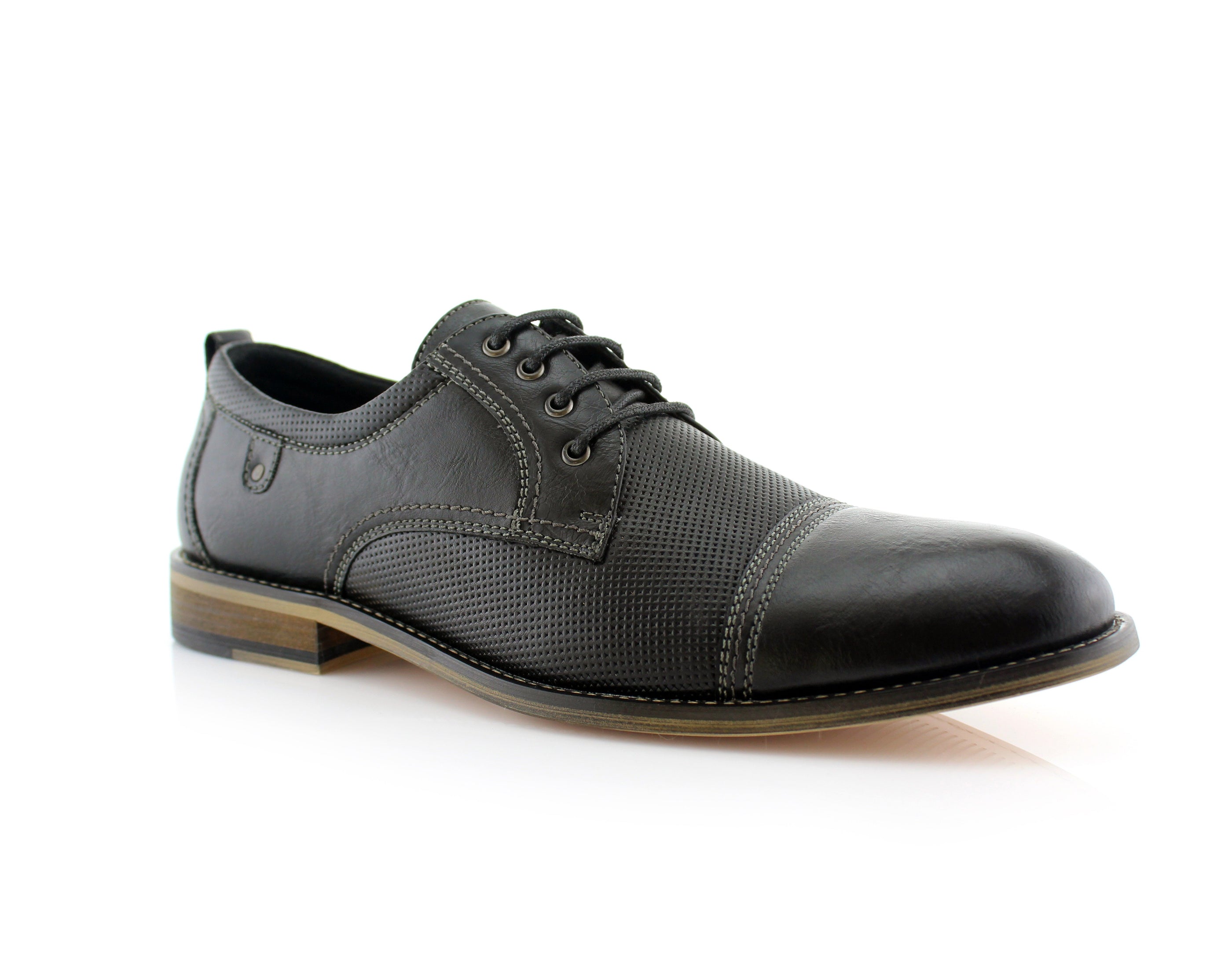 Casual Derby Man Shoes | Felix | Cap Toe Perforated Work Shoe