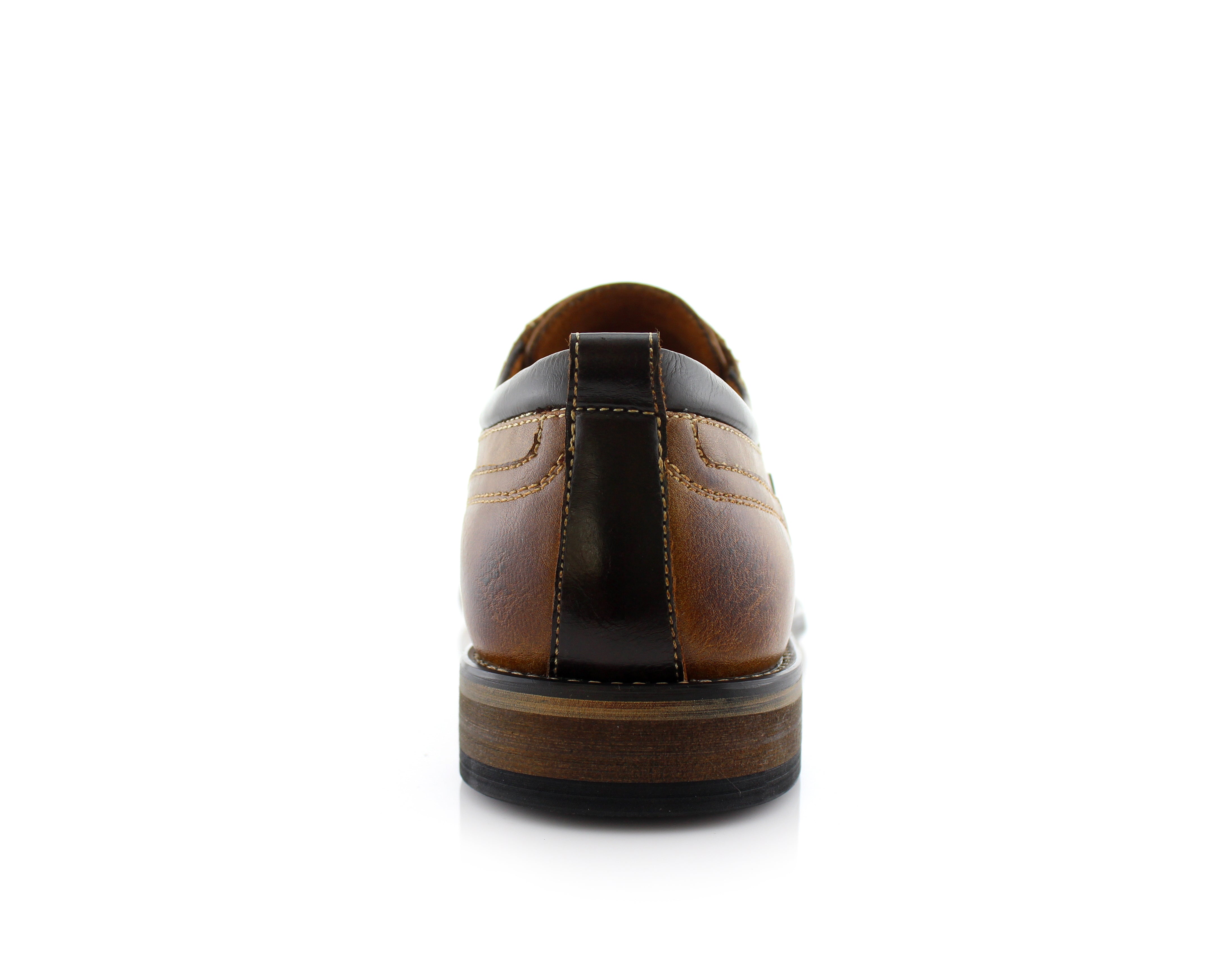 Burnished Cap-Toe Derby Shoes | Shane by Ferro Aldo | Conal Footwear | Back Angle View