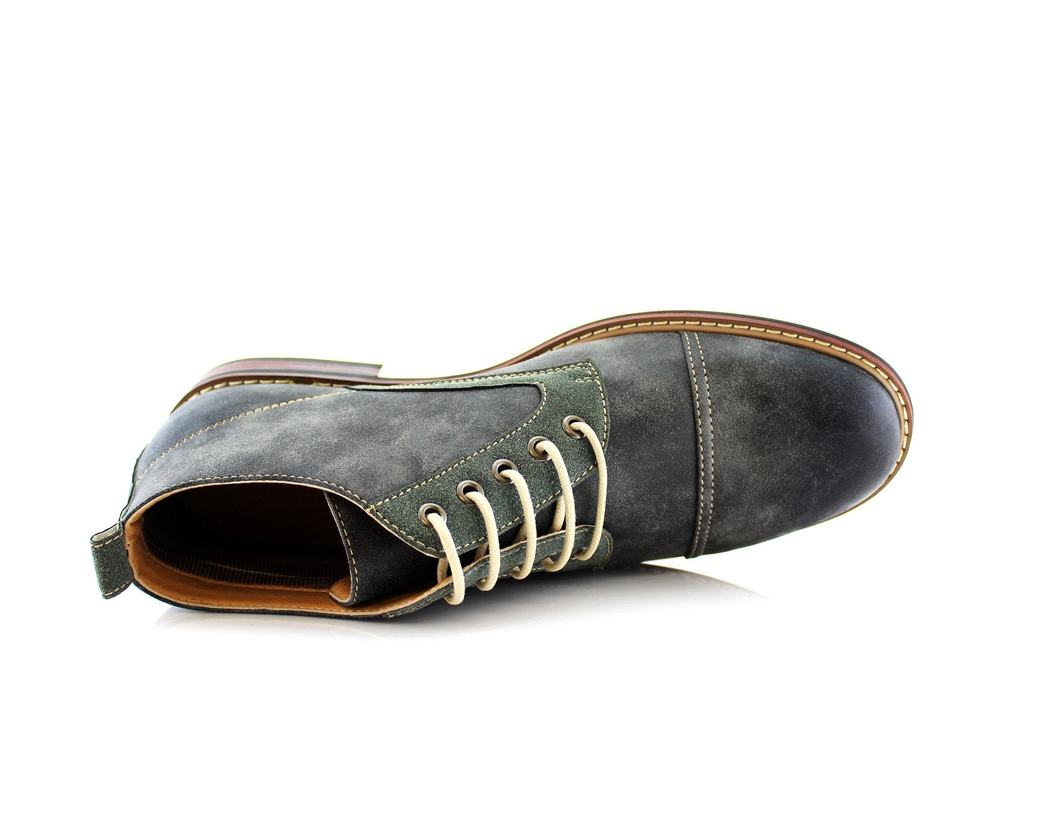 Duo-Textured Ankle Derby Boots | Eli by Ferro Aldo | Conal Footwear | Top-Down Angle View