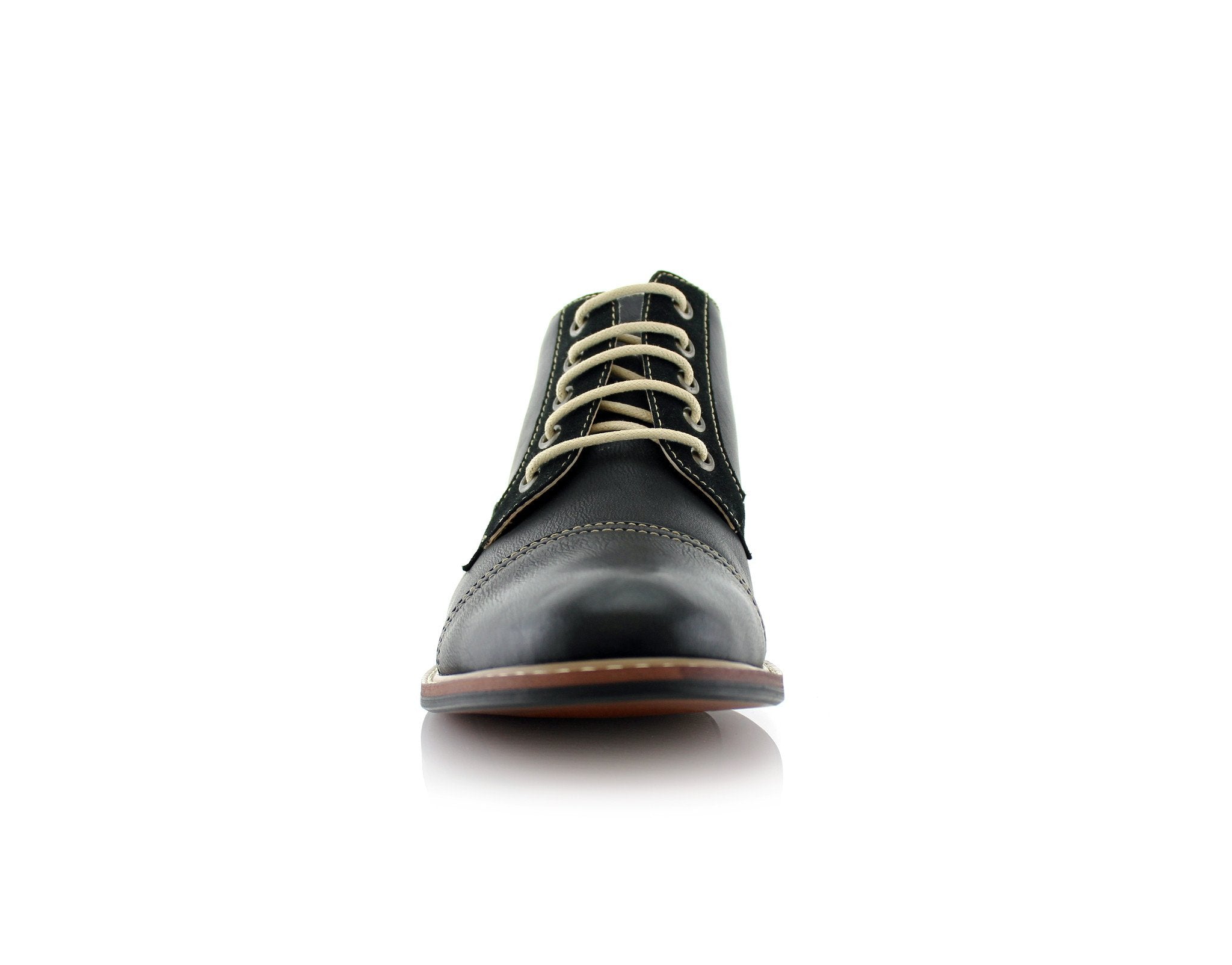 Duo-Textured Ankle Derby Boots | Eli by Ferro Aldo | Conal Footwear | Front Angle View