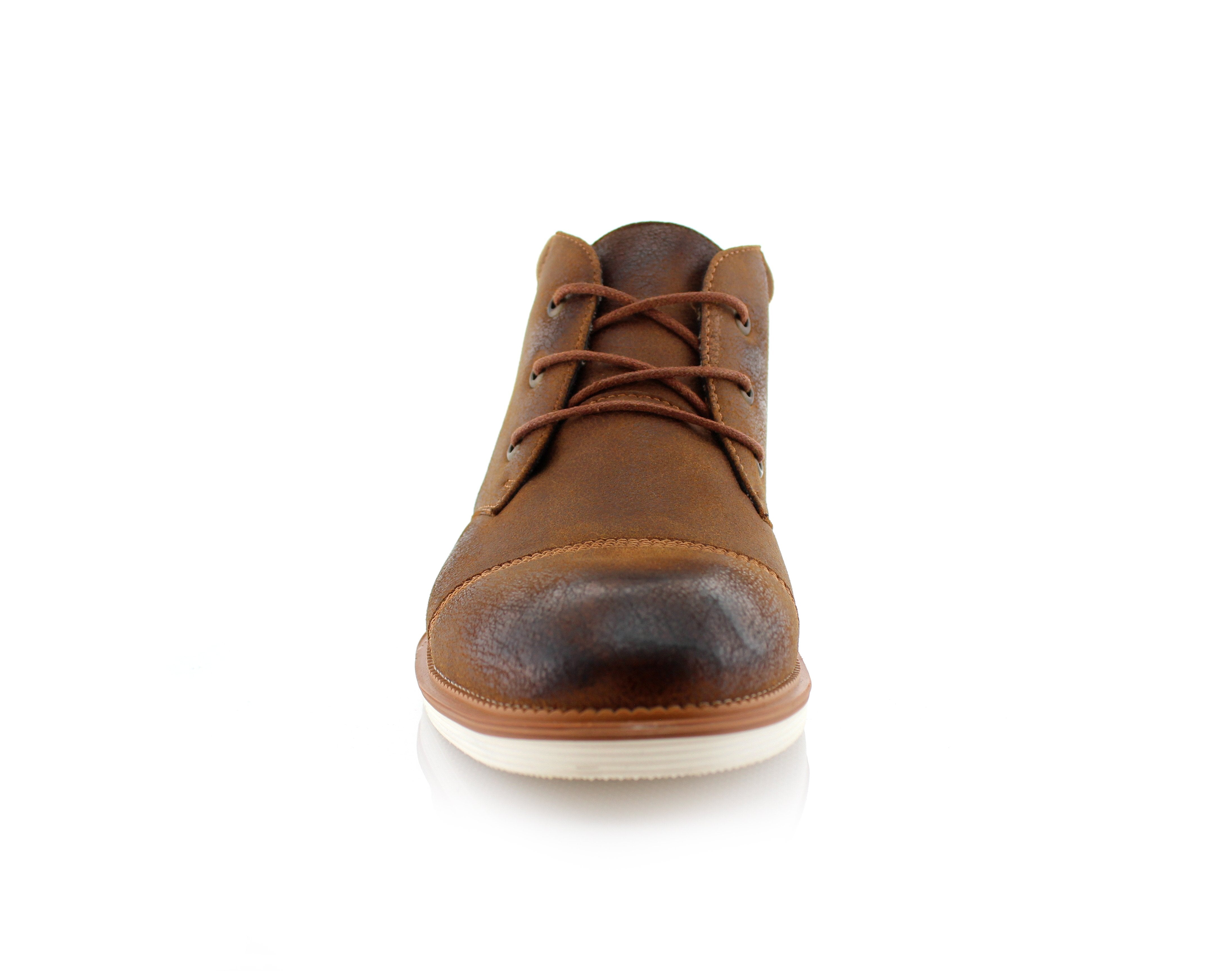 Burnished Cap-Toe Chukka Boots | Sammy by Ferro Aldo | Conal Footwear | Front Angle View
