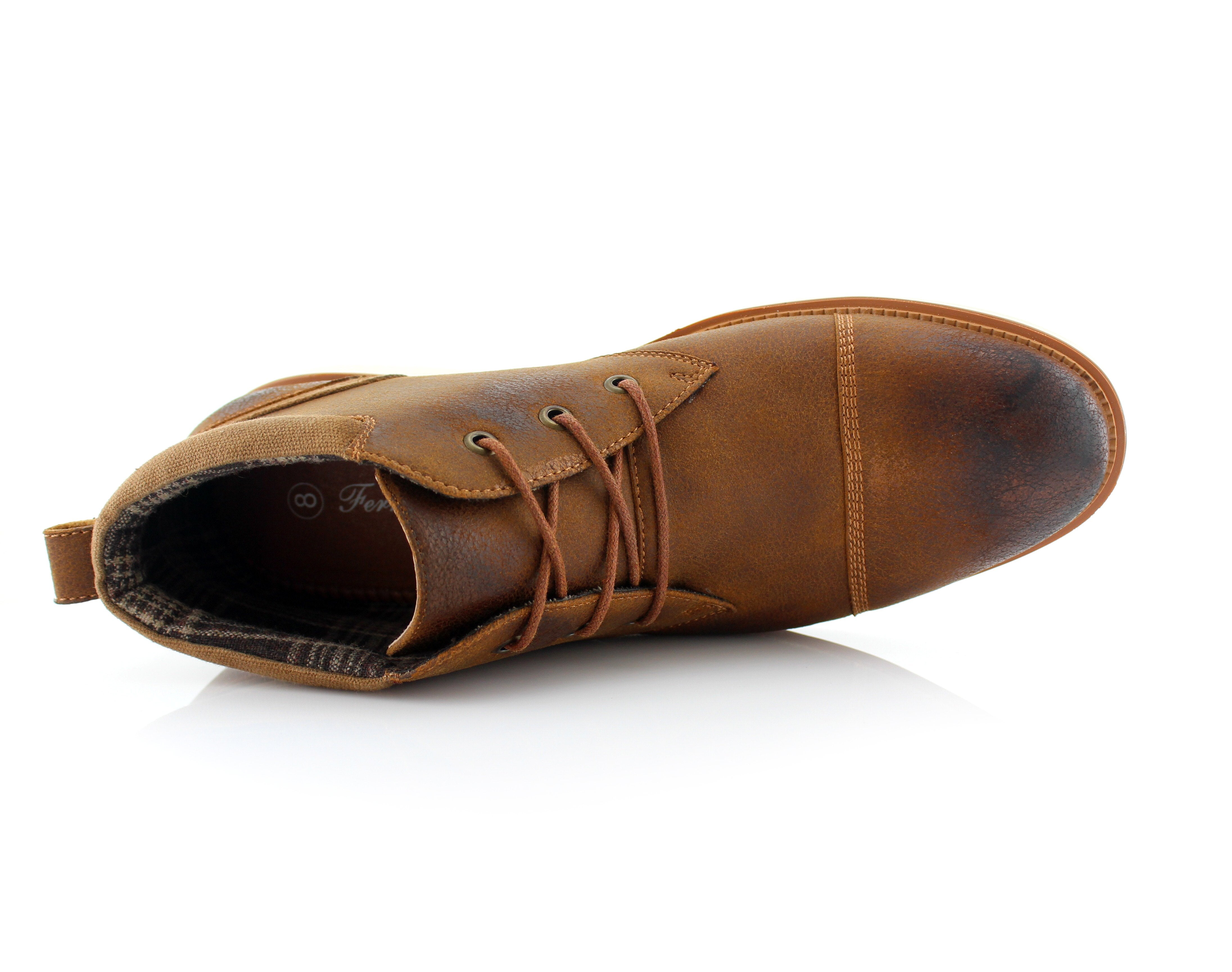 Burnished Cap-Toe Chukka Boots | Sammy by Ferro Aldo | Conal Footwear | Top-Down Angle View