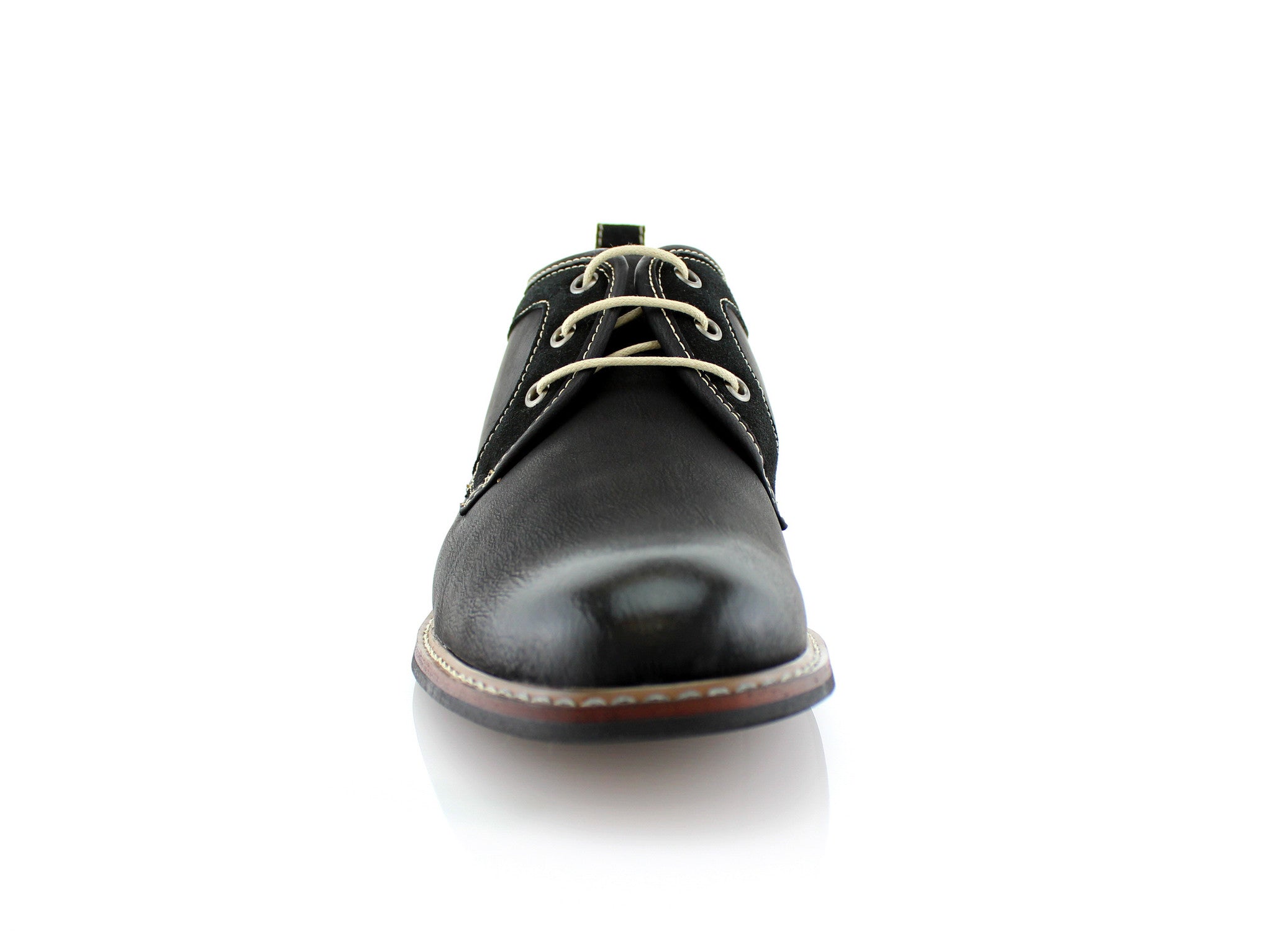 Duo-Textured Contrast Stitching Derby Shoes | Howard by Ferro Aldo | Conal Footwear | Front Angle View