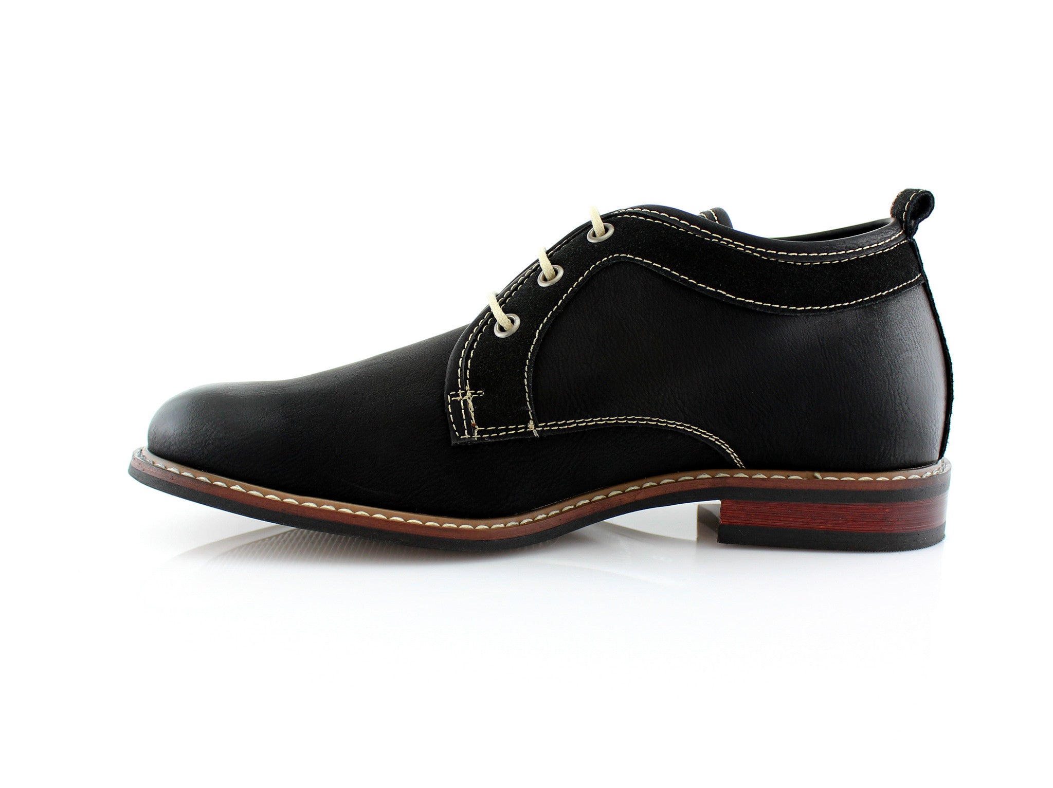 Duo-Textured Contrast Stitching Derby Shoes | Howard by Ferro Aldo | Conal Footwear | Inner Side Angle View