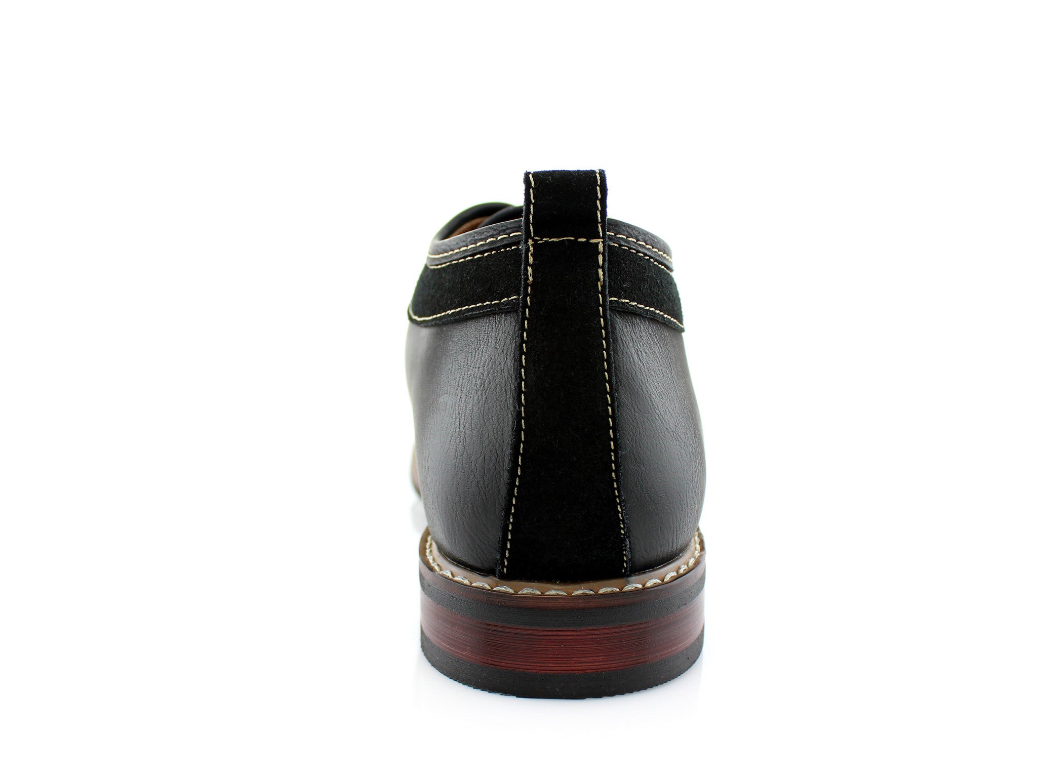 Duo-Textured Contrast Stitching Derby Shoes | Howard by Ferro Aldo | Conal Footwear | Back Angle View