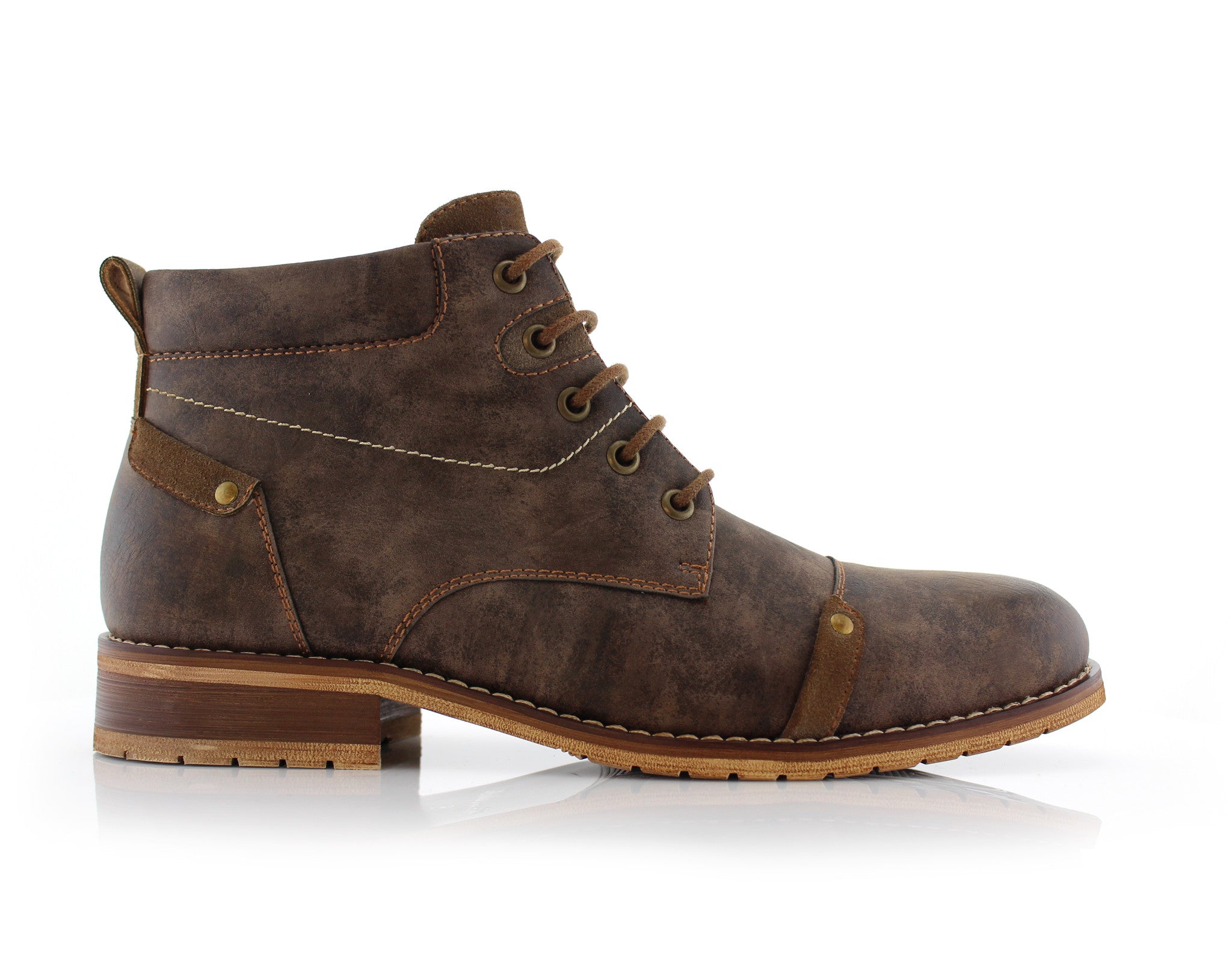 Burnished Upper Cap-Toe Boots | Colin by Ferro Aldo | Conal Footwear | Outer Side Angle View