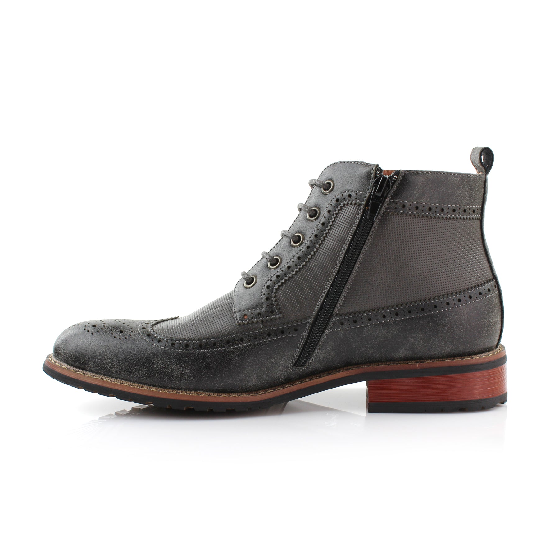 Burnished Brogue Wingtip Boots | Michael by Ferro Aldo | Conal Footwear | Inner Side Angle View