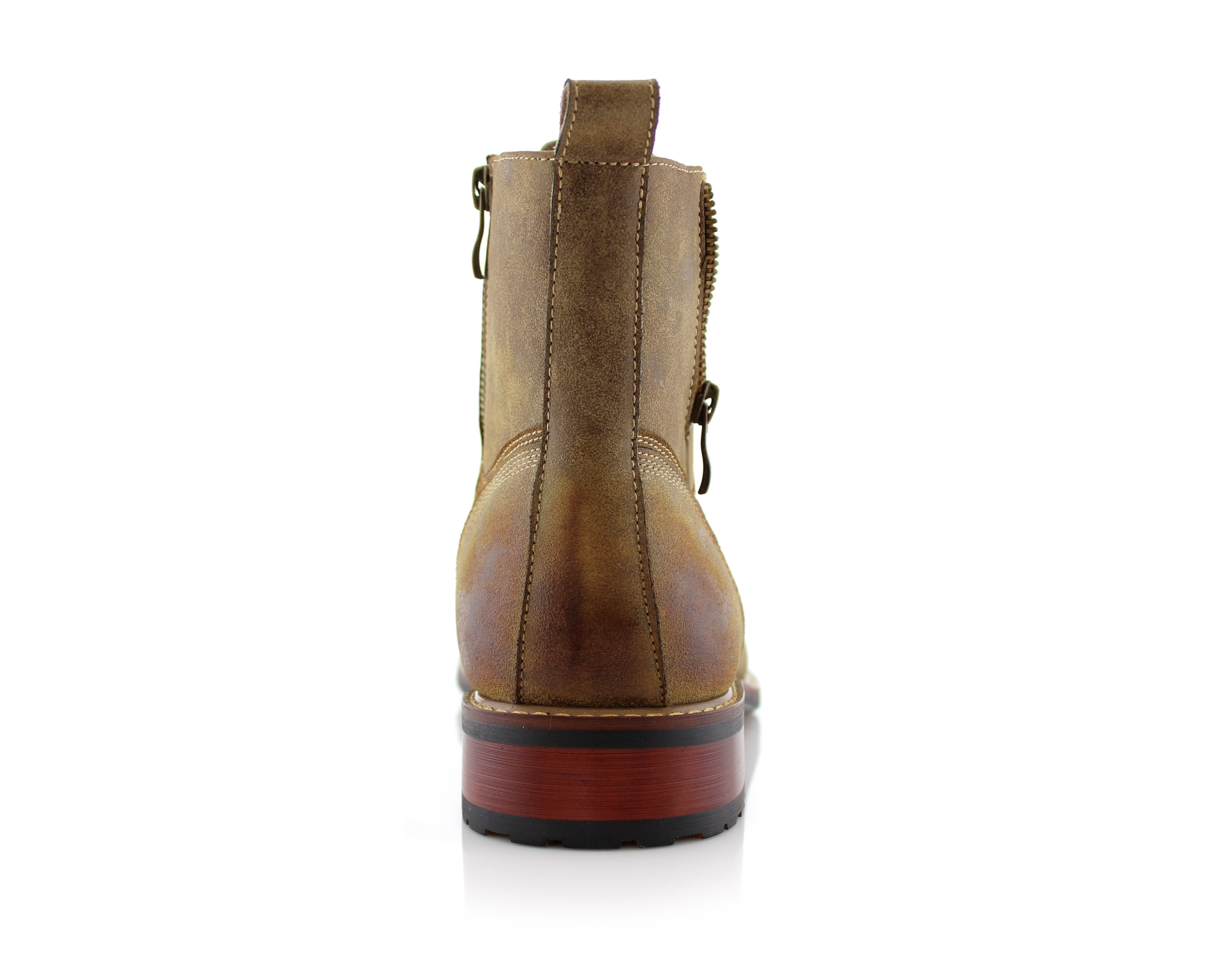 Duo-Textured Zipper Closure Combat Boots | Andy by Ferro Aldo | Conal Footwear | Back Angle View
