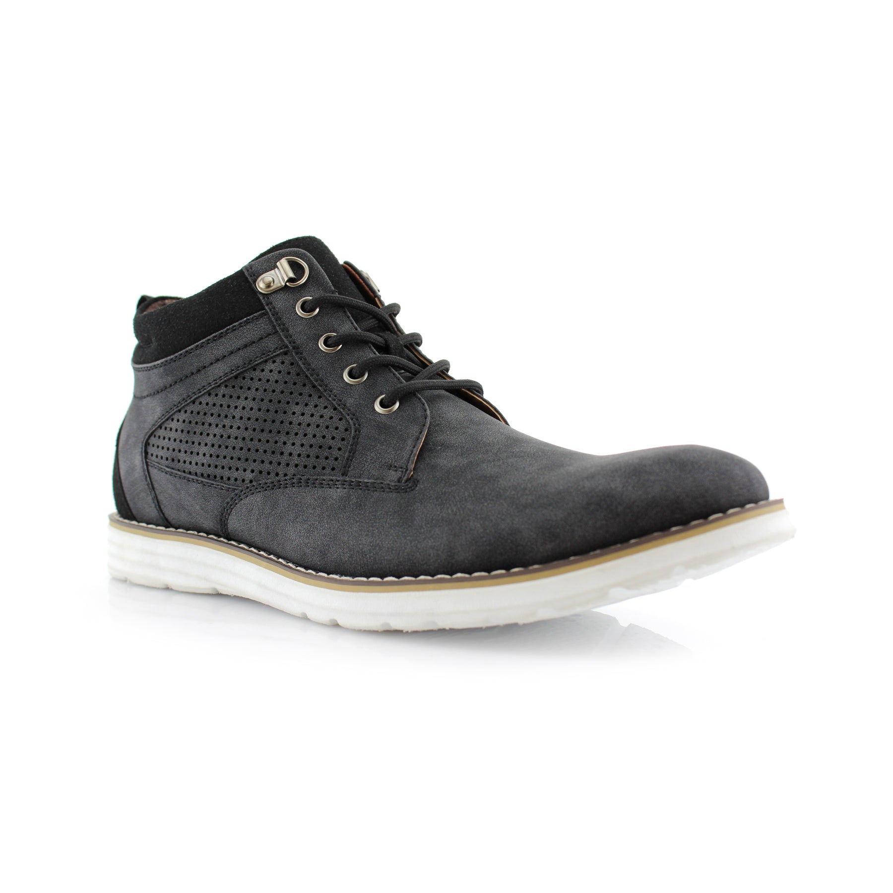 Duo-Textured Perforated Sneakers | Sanders by Polar Fox | Conal Footwear | Main Angle View