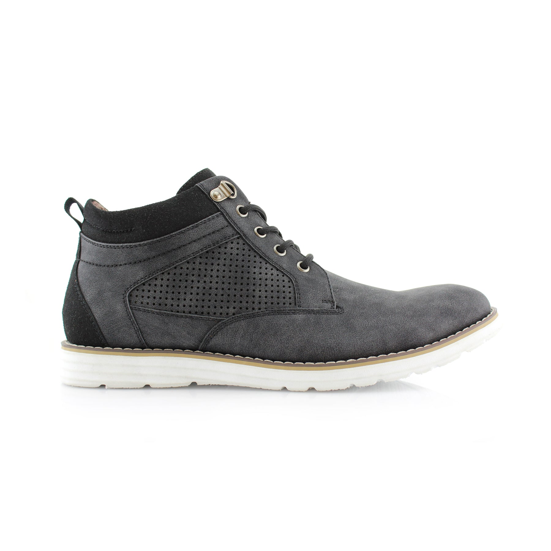 Duo-Textured Perforated Sneakers | Sanders by Polar Fox | Conal Footwear | Outer Side Angle View
