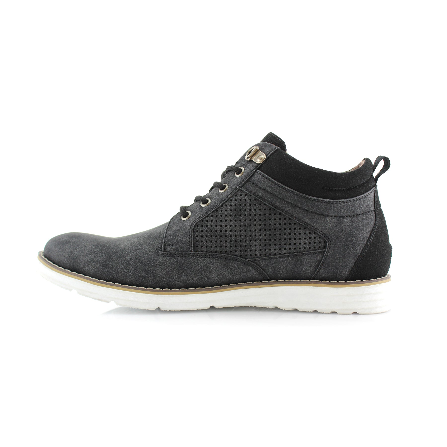 Duo-Textured Perforated Sneakers | Sanders by Polar Fox | Conal Footwear | Inner Side Angle View