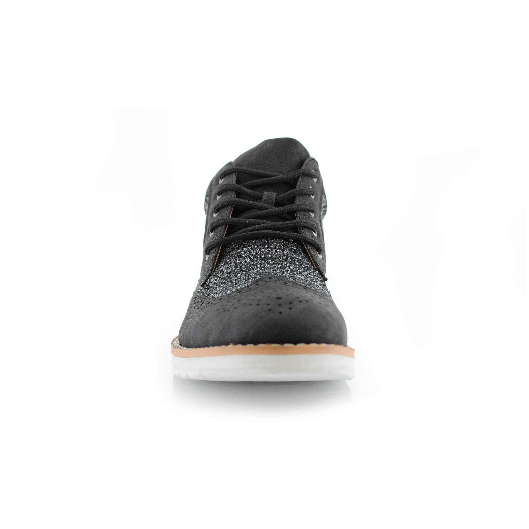 Duo-textured Mid-Top Wingtip Sneaker | Colbert by Polar Fox | Conal Footwear | Front Angle View