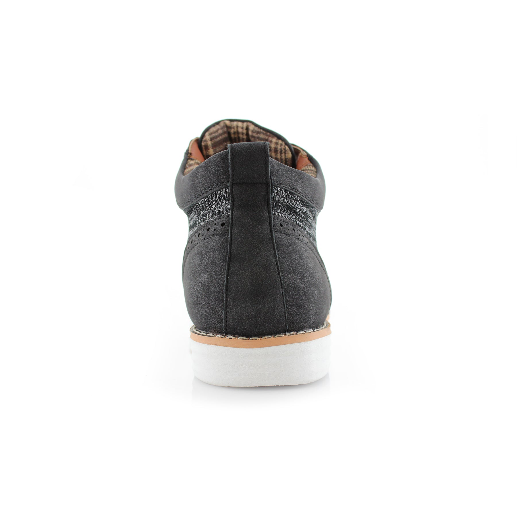 Duo-textured Mid-Top Wingtip Sneaker | Colbert by Polar Fox | Conal Footwear | Back Angle View