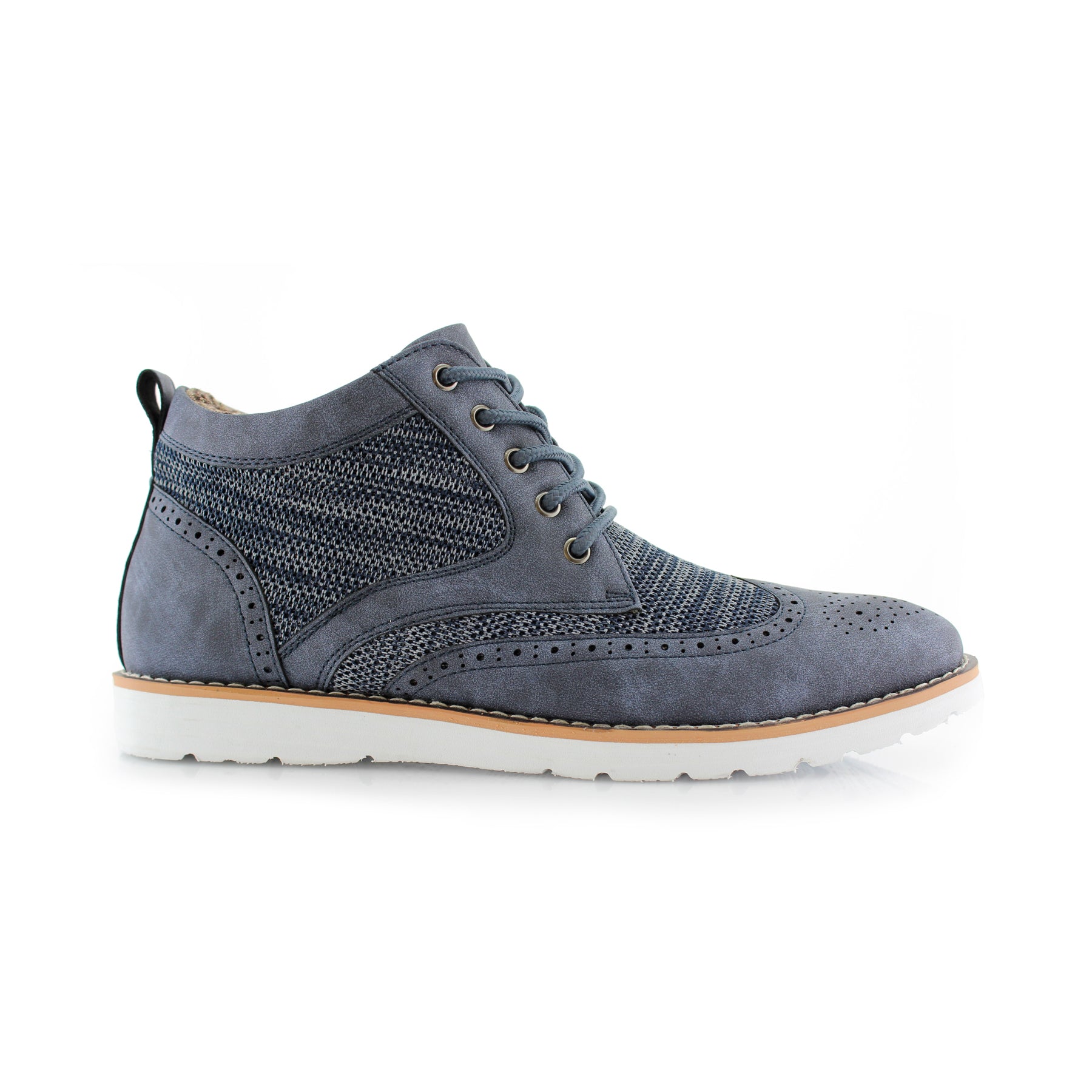 Duo-textured Mid-Top Wingtip Sneaker | Colbert by Polar Fox | Conal Footwear | Outer Side Angle View